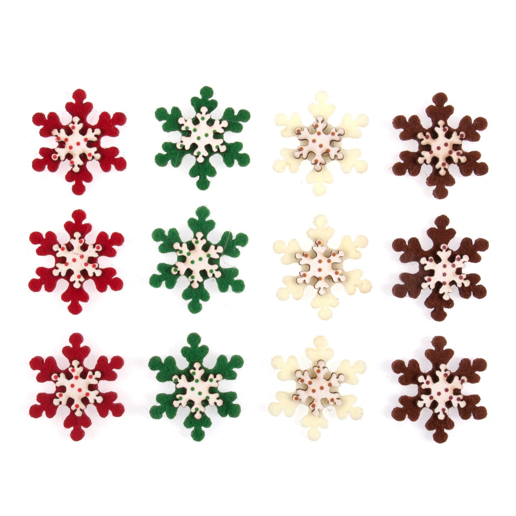 Trimits Snowflake Felt Stickers – Pack of 12 Multicolour Craft Embellishments