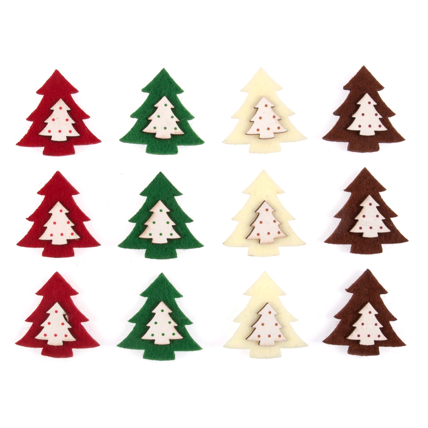 Trimits Felt Tree Stickers | Pack of 12 | Eco-Friendly Craft Embellishments