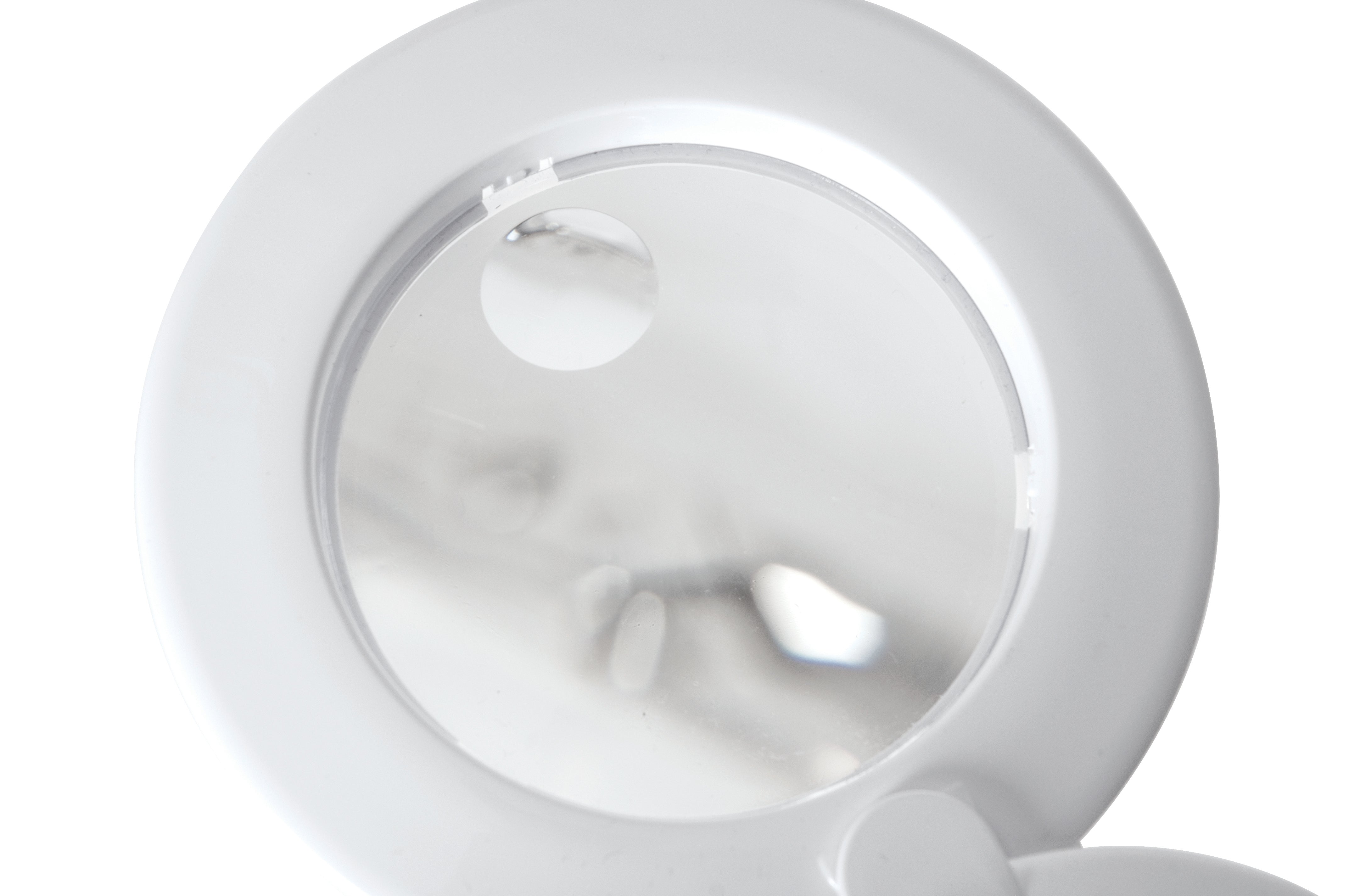 White LED desk magnifying lamp with a 3x main lens and a 5x close-up section.