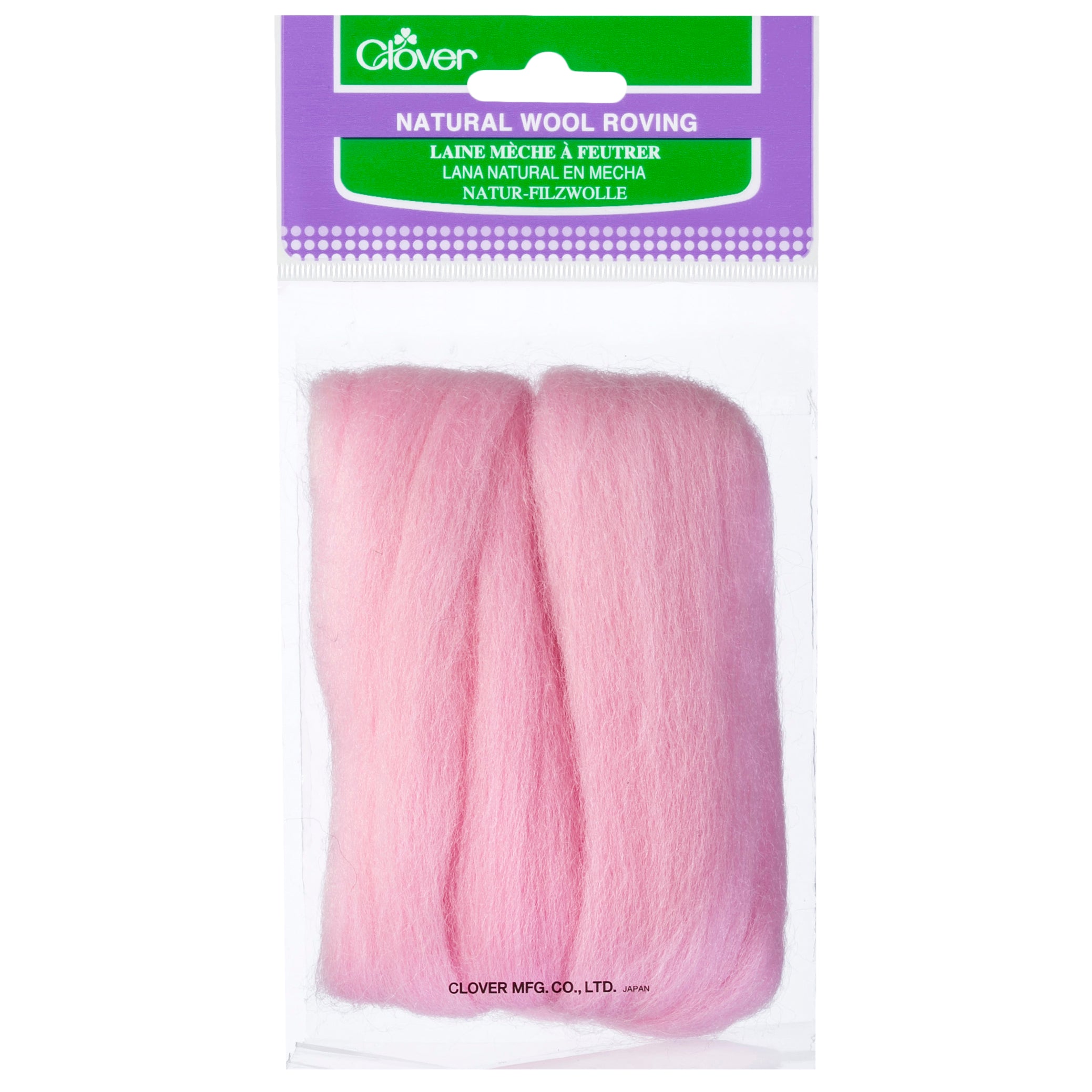 Clover Natural Wool Roving – 20g Pink, Moss Green, Lime Green