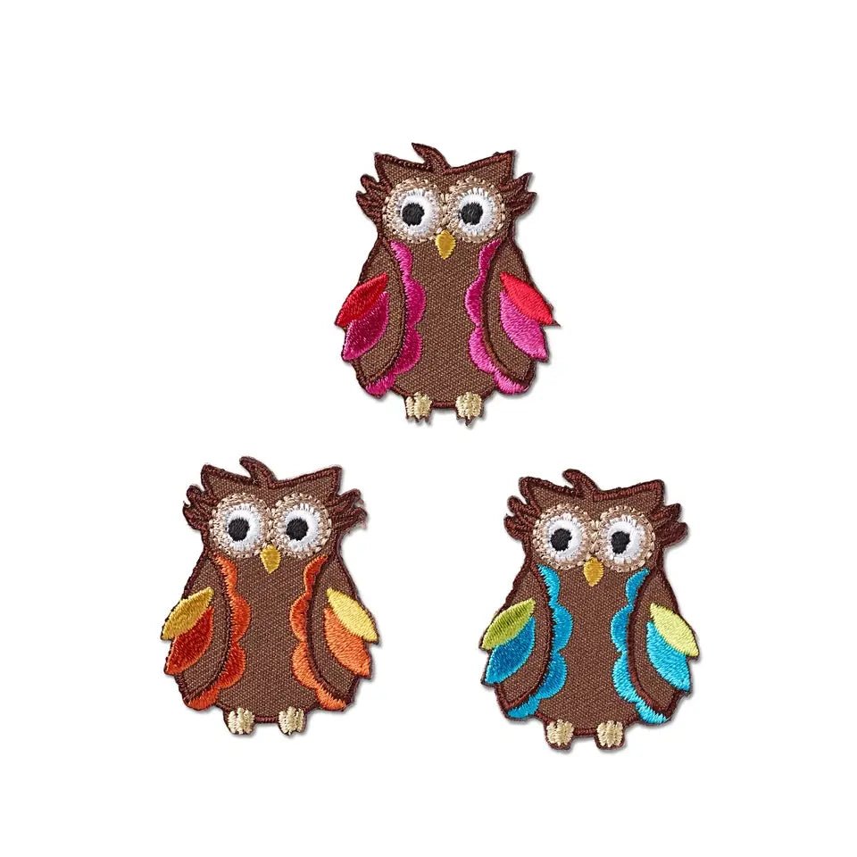 Applique Exclusive owls , self - adhesive and iron - on - Galedi Pins