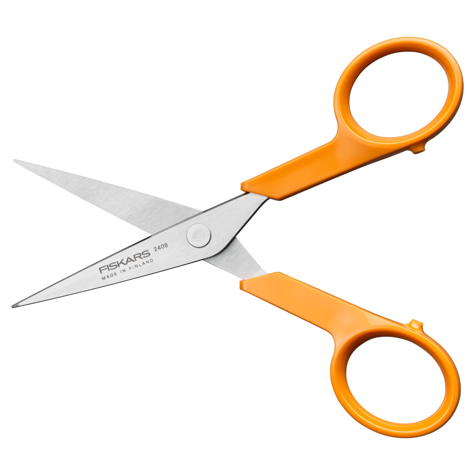 Fiskars 13cm needlework scissors with orange handles and precision cutting blades.