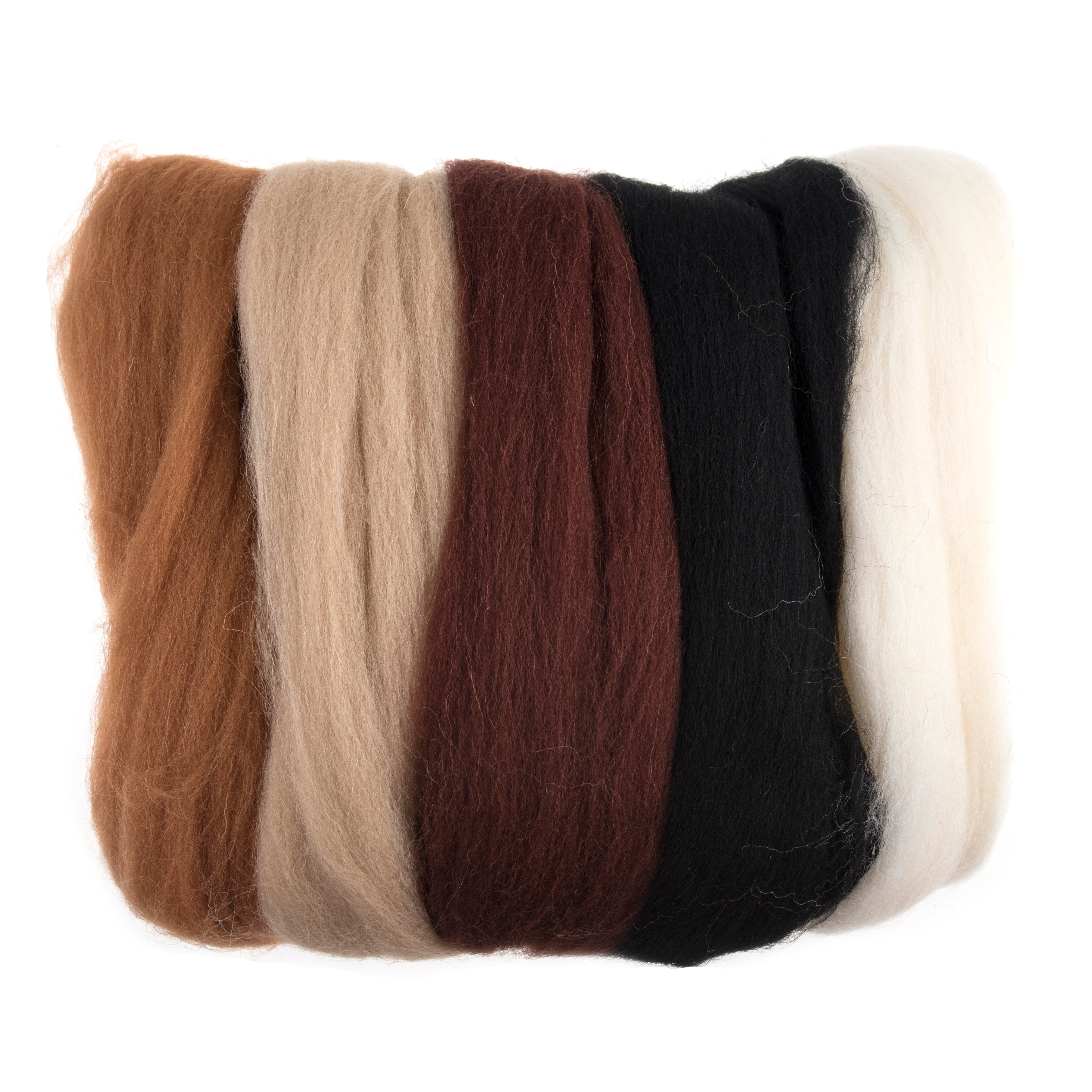 Trimits Natural Wool Roving – 50g Assorted Brown Shades