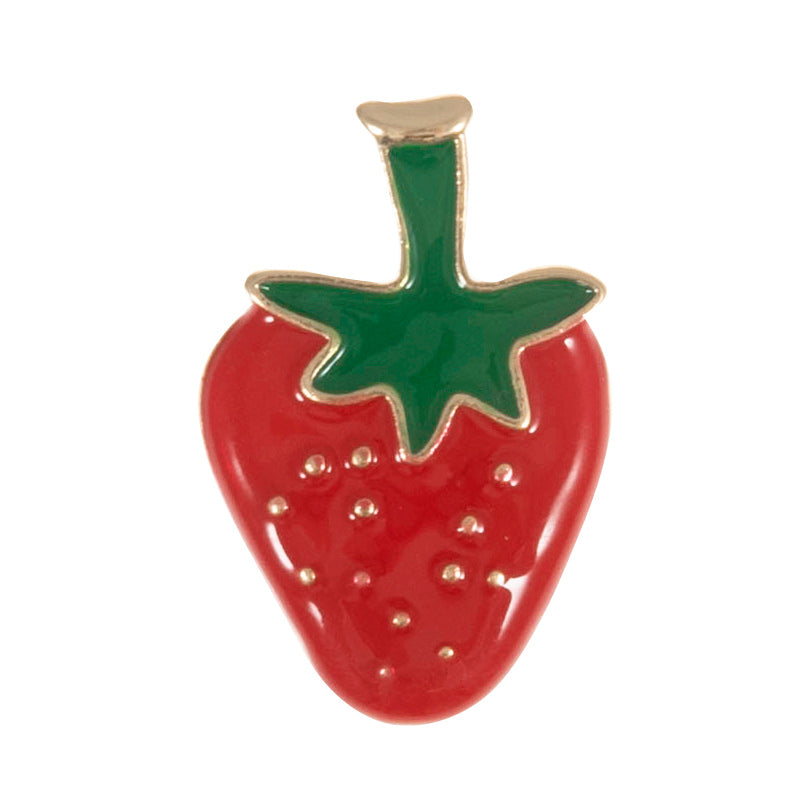 Groves Enamel Strawberry Buttons – Silver Base, 22mm Shank