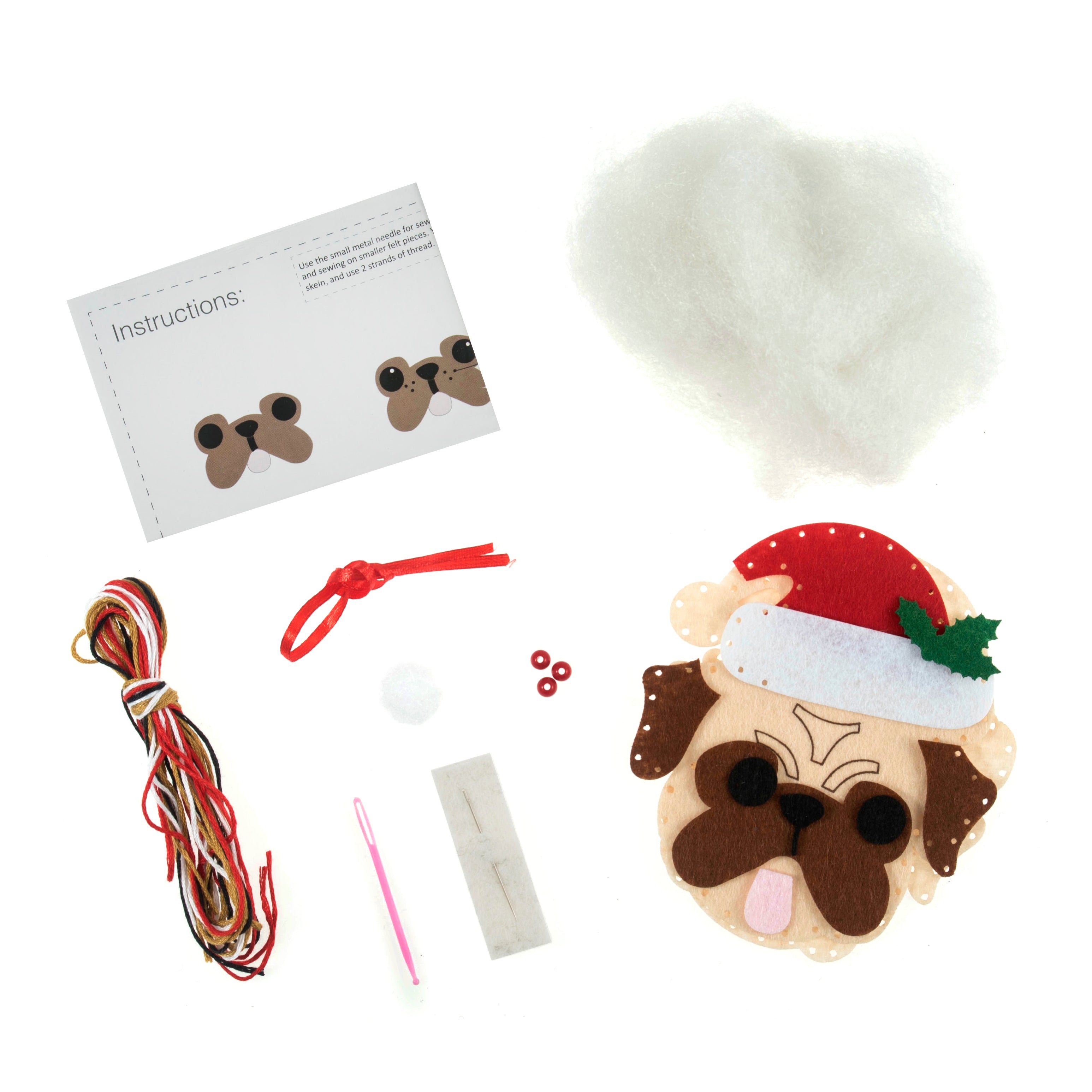 Trimits Felt Decoration Kit – Pug in Santa Hat Craft