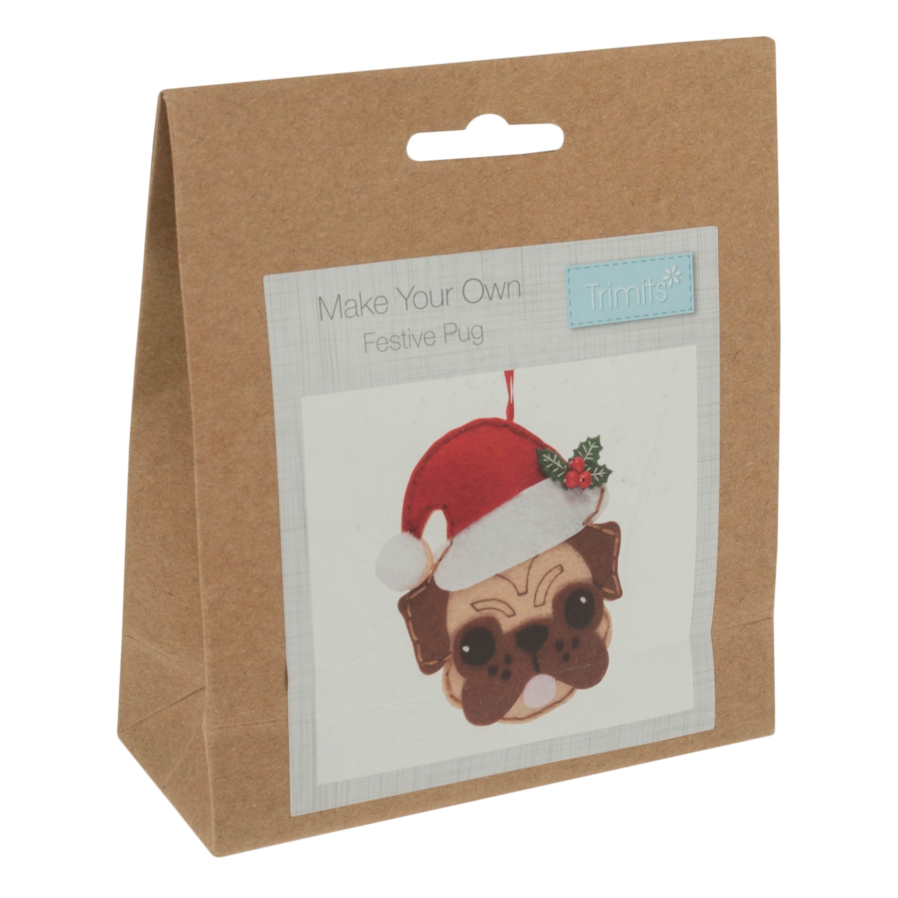 Trimits Felt Decoration Kit – Pug in Santa Hat Craft