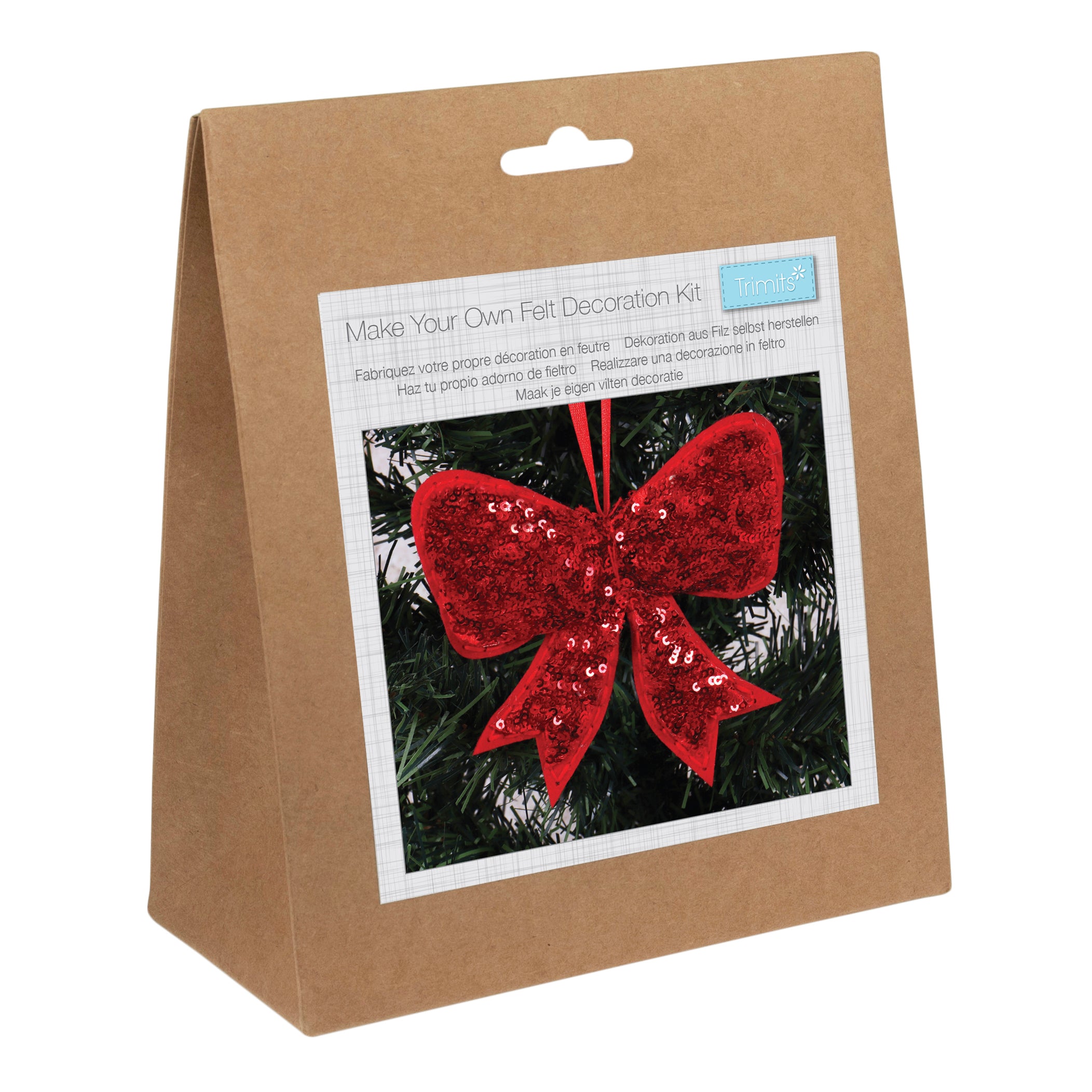 Trimits Felt Decoration Kit – Christmas Sequin Bow Hanging Craft