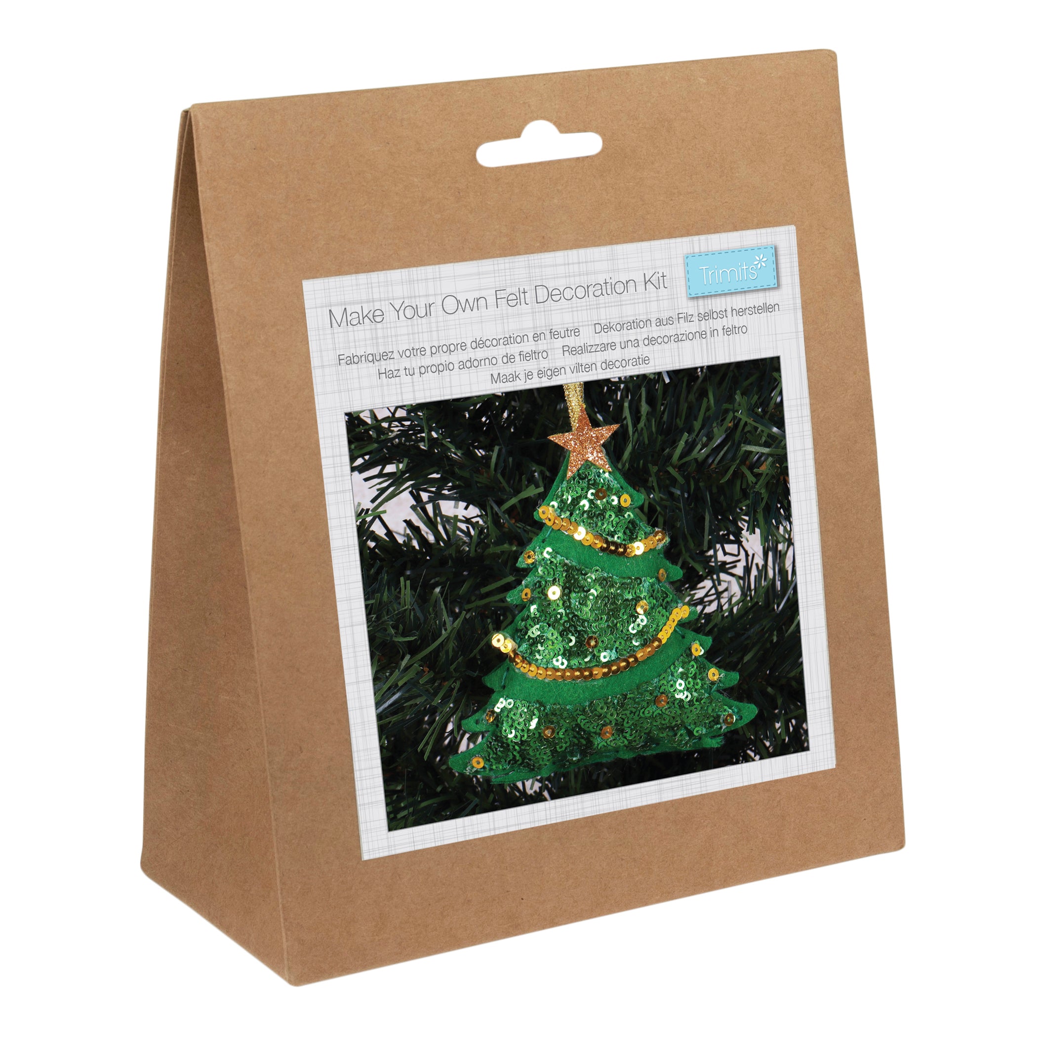 Trimits Felt Decoration Kit – Sequin Christmas Tree Hanging Ornament