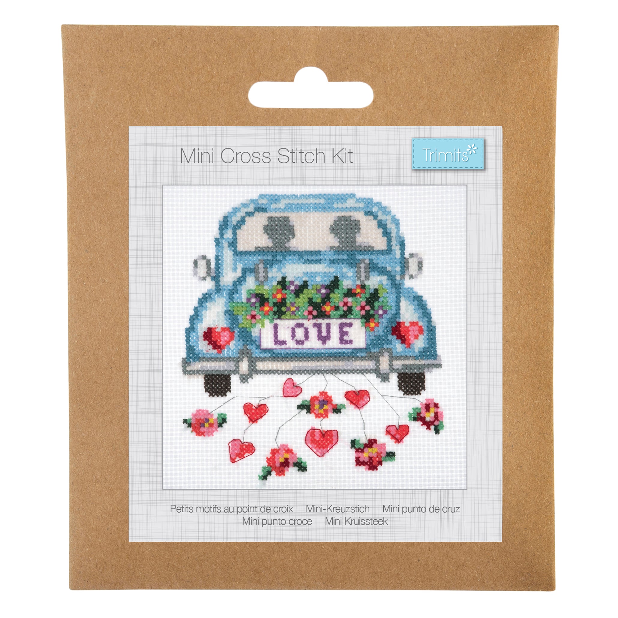 Trimits Love Mini Counted Cross Stitch Kit, 11 Count White Aida, 13x13cm
