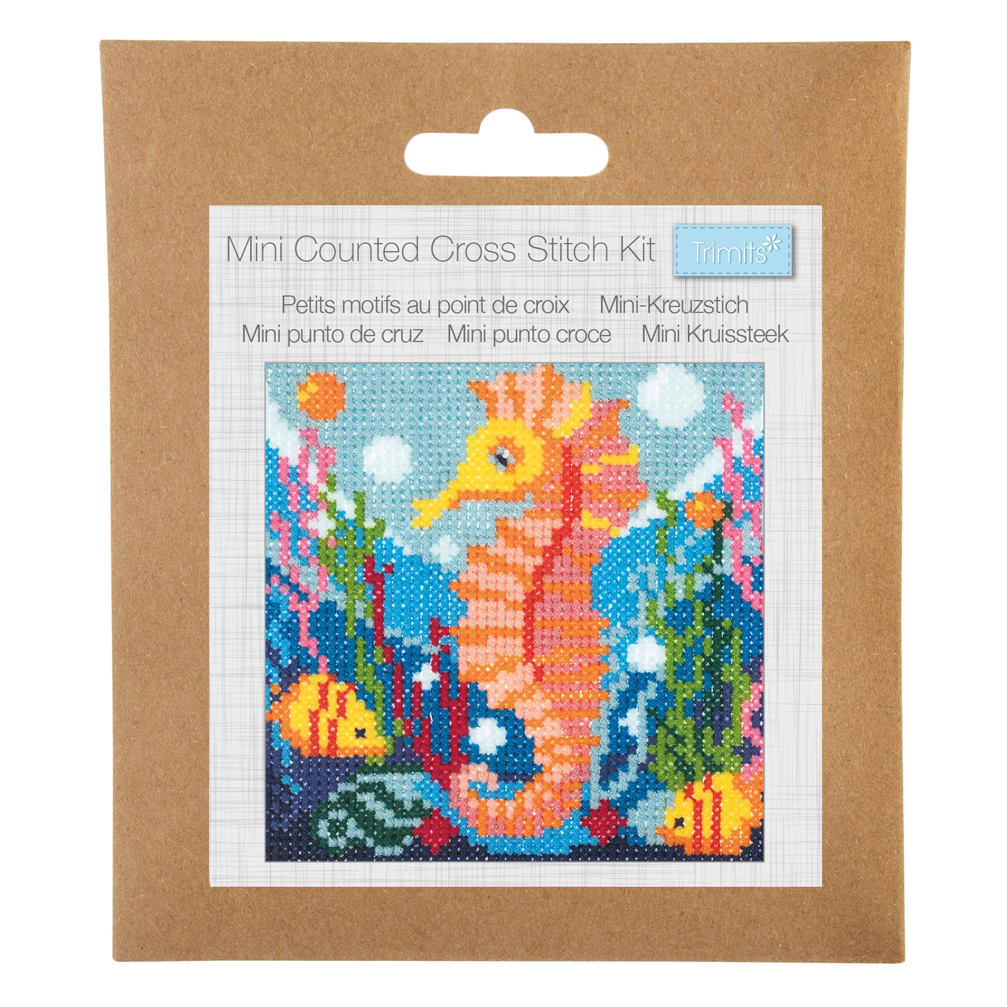 Trimits Mini Seahorse Counted Cross Stitch Kit for Beginners, 13 x 13.5cm