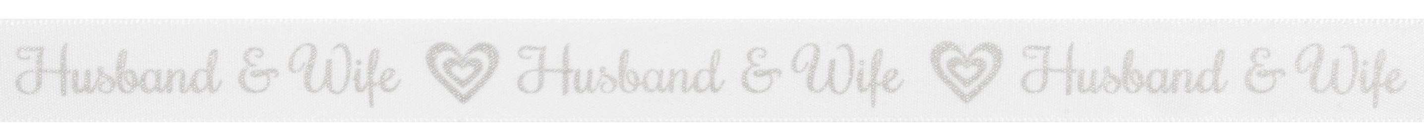 Trimits Satin Ribbon: Husband & Wife - Just Married - Mr&Mrs: 1m x 15mm White Polyester