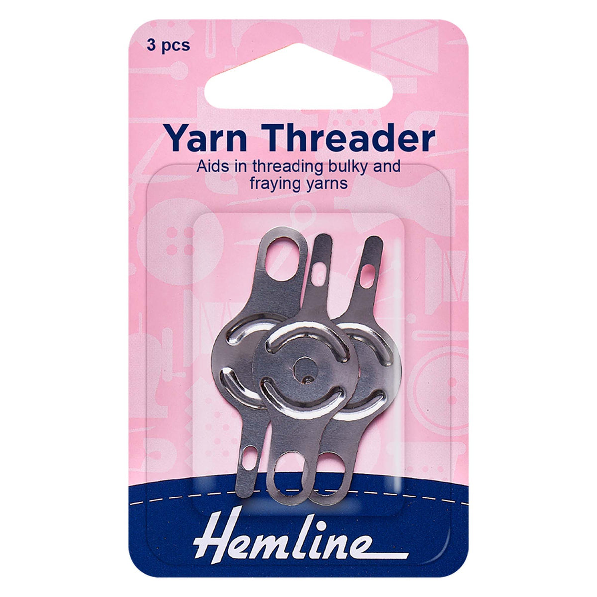 Hemline Yarn Threader 3-piece pack for threading bulky and fraying yarns.