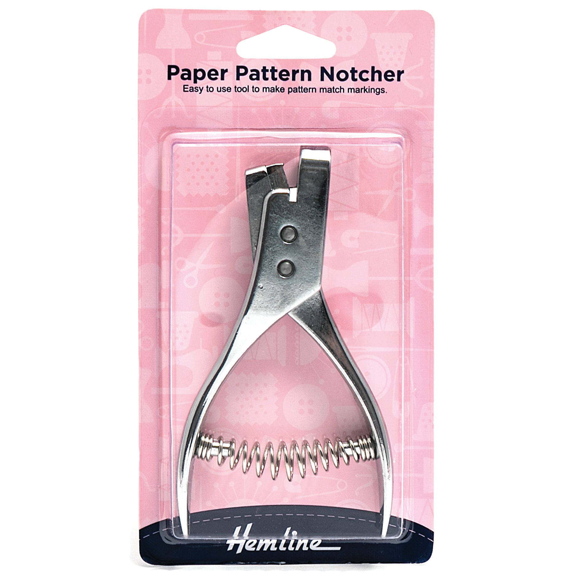Hemline paper pattern notcher with a 7mm rectangular cut in packaging.