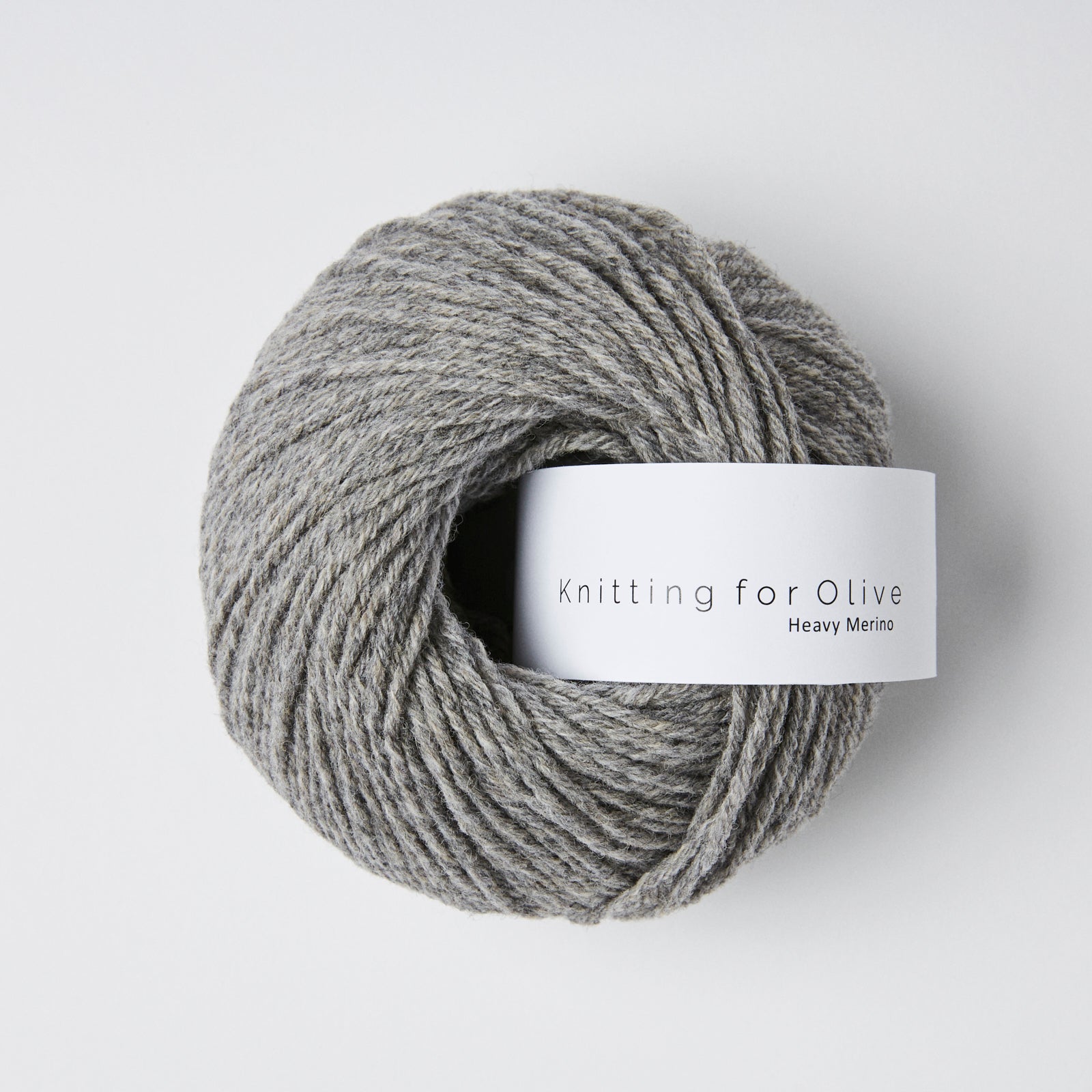 A ball of grey Heavy Merino yarn from Knitting For Olive.