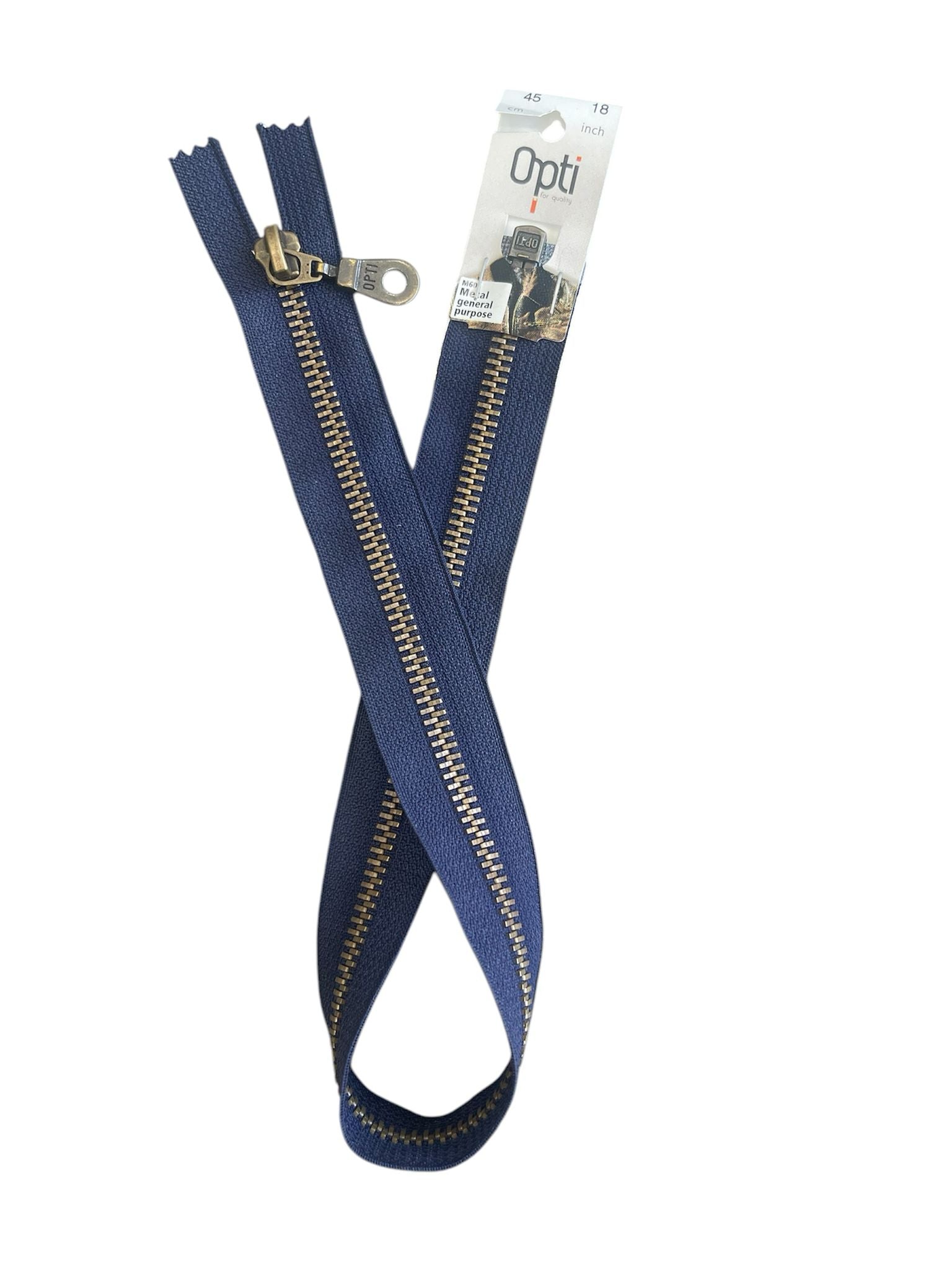 Zip: Open End: Antique Gold Metal: 45cm - Galedi Pins