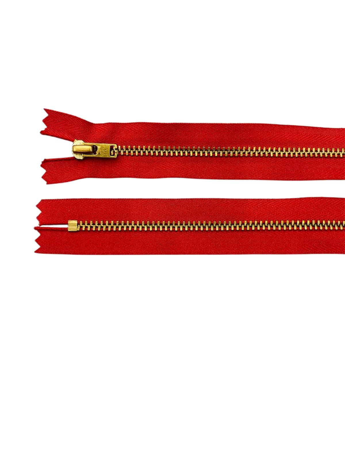 YKK Size 3 Closed End Gold Metal Zip | 41cm-54cm