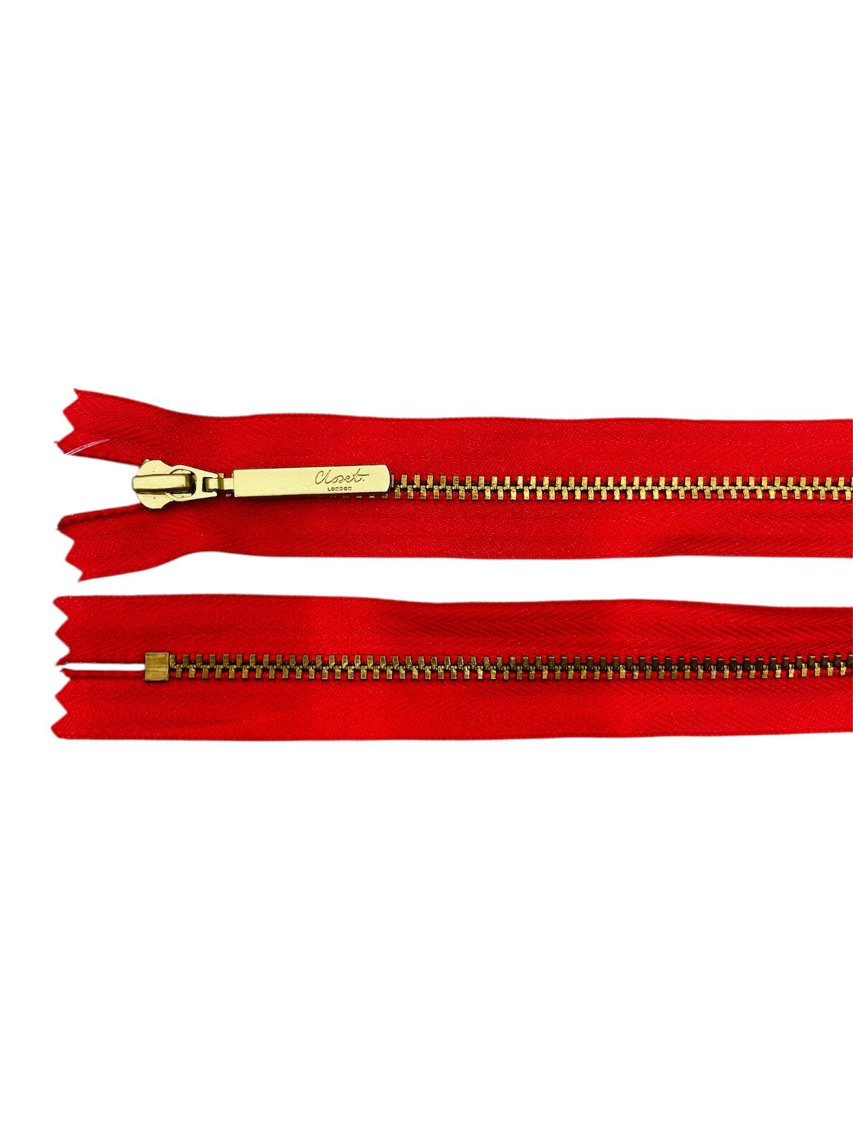 YKK Size 3 Closed End Gold Metal Zip | 41cm-54cm