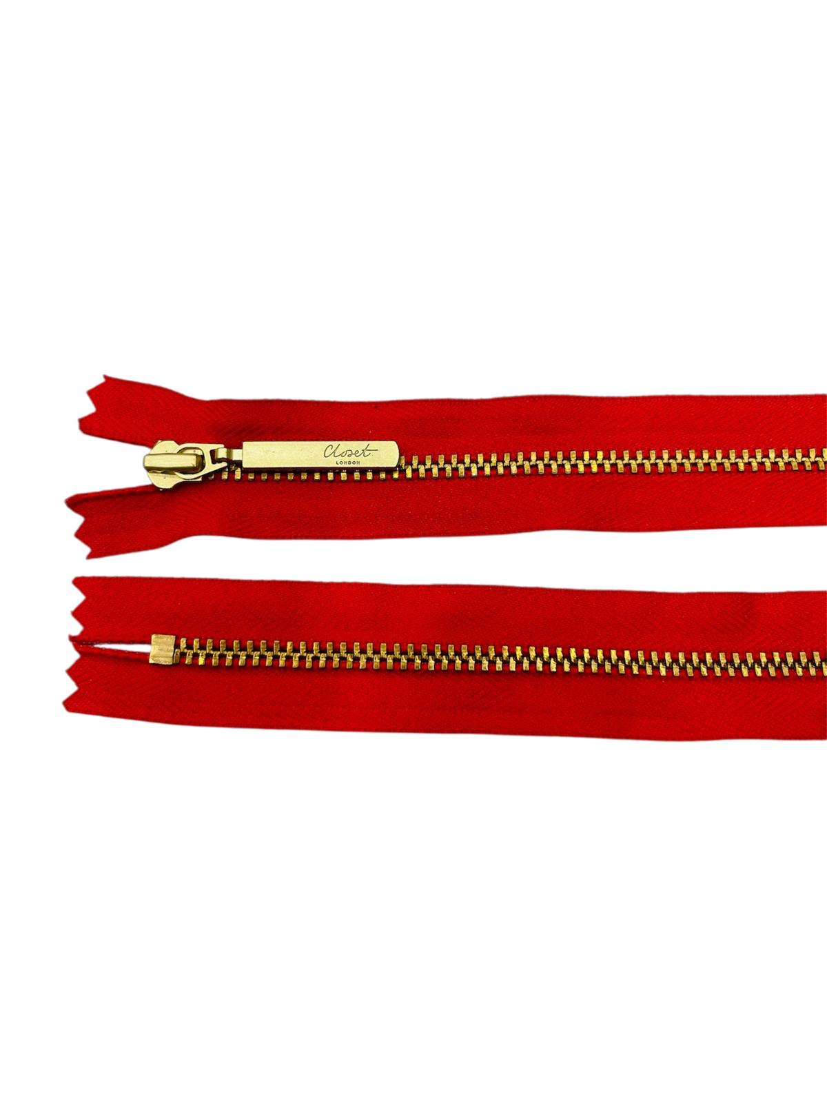 YKK Size 3 Closed End Gold Metal Zip | 41cm-54cm