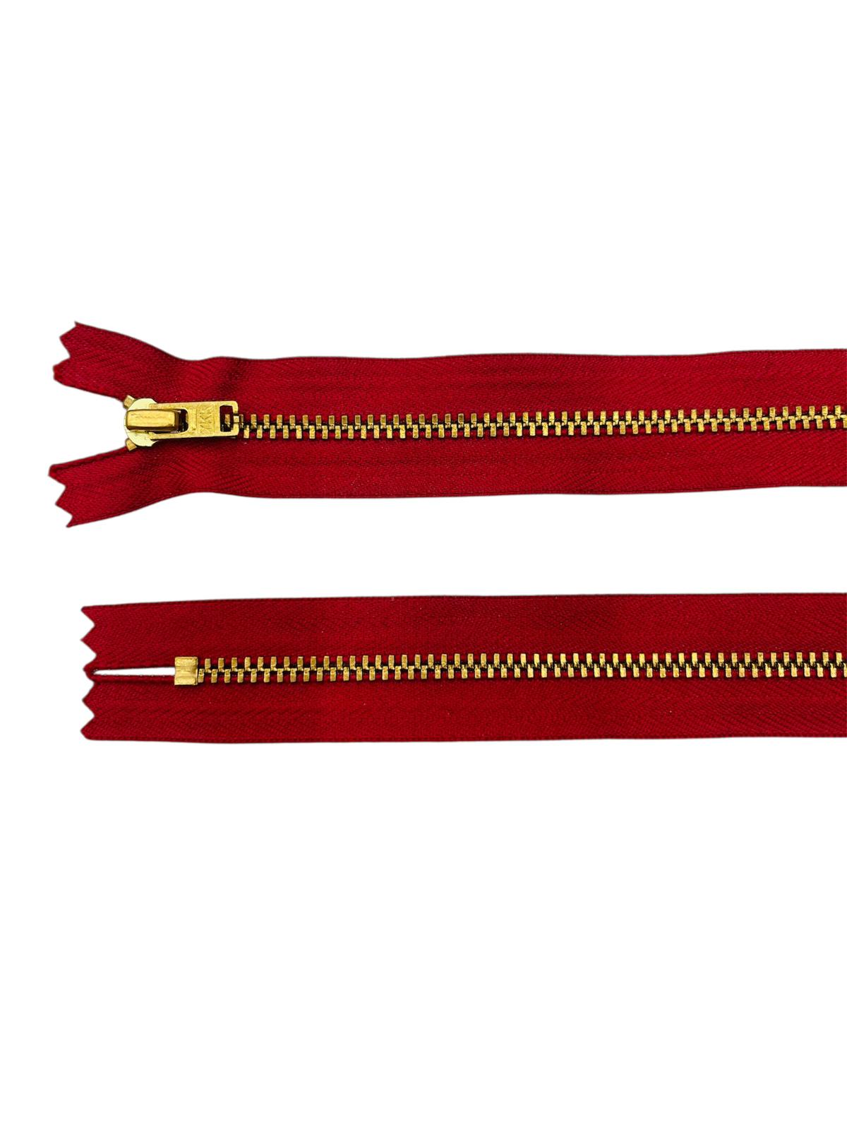 YKK Size 3 Closed End Gold Metal Zip | 41cm-54cm