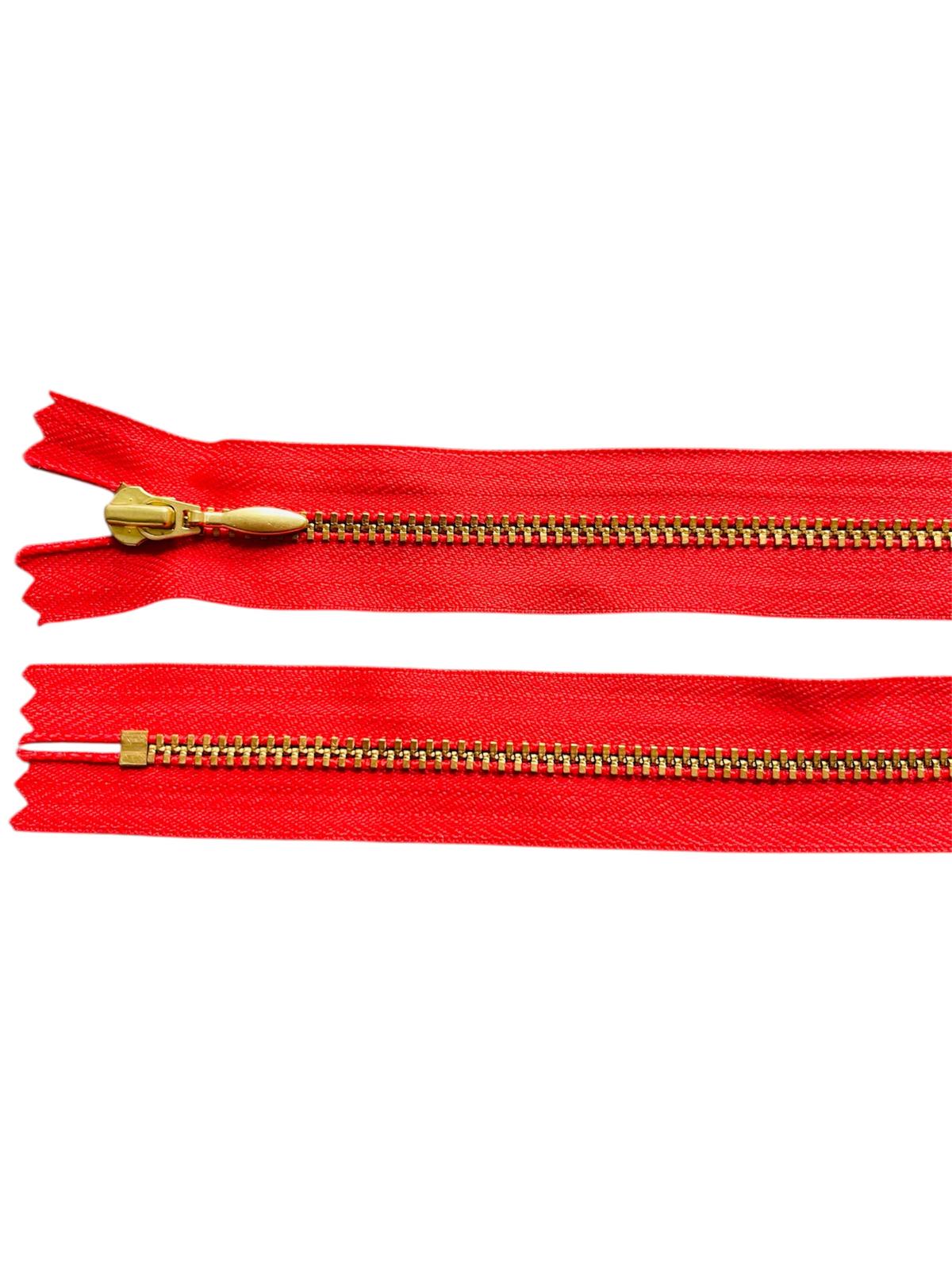 YKK Size 3 Closed End Gold Metal Zip | 41cm-54cm