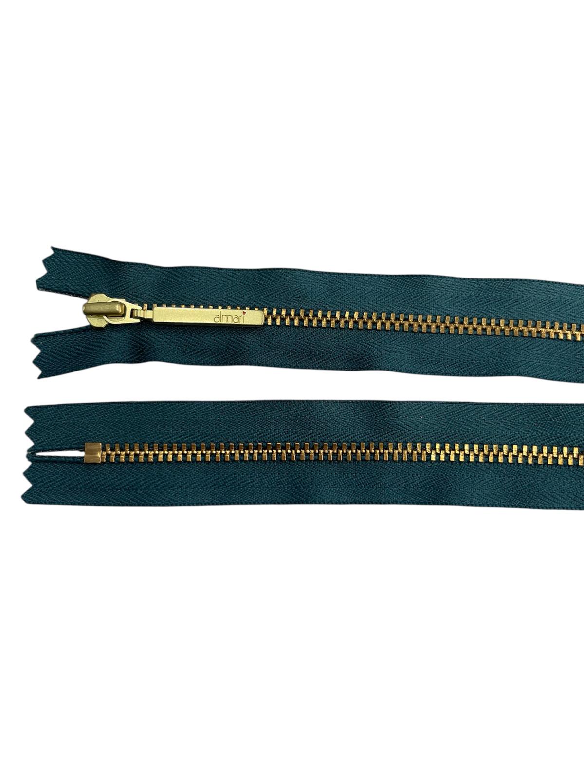 YKK Size 3 Closed End Gold Metal Zip | 41cm-54cm