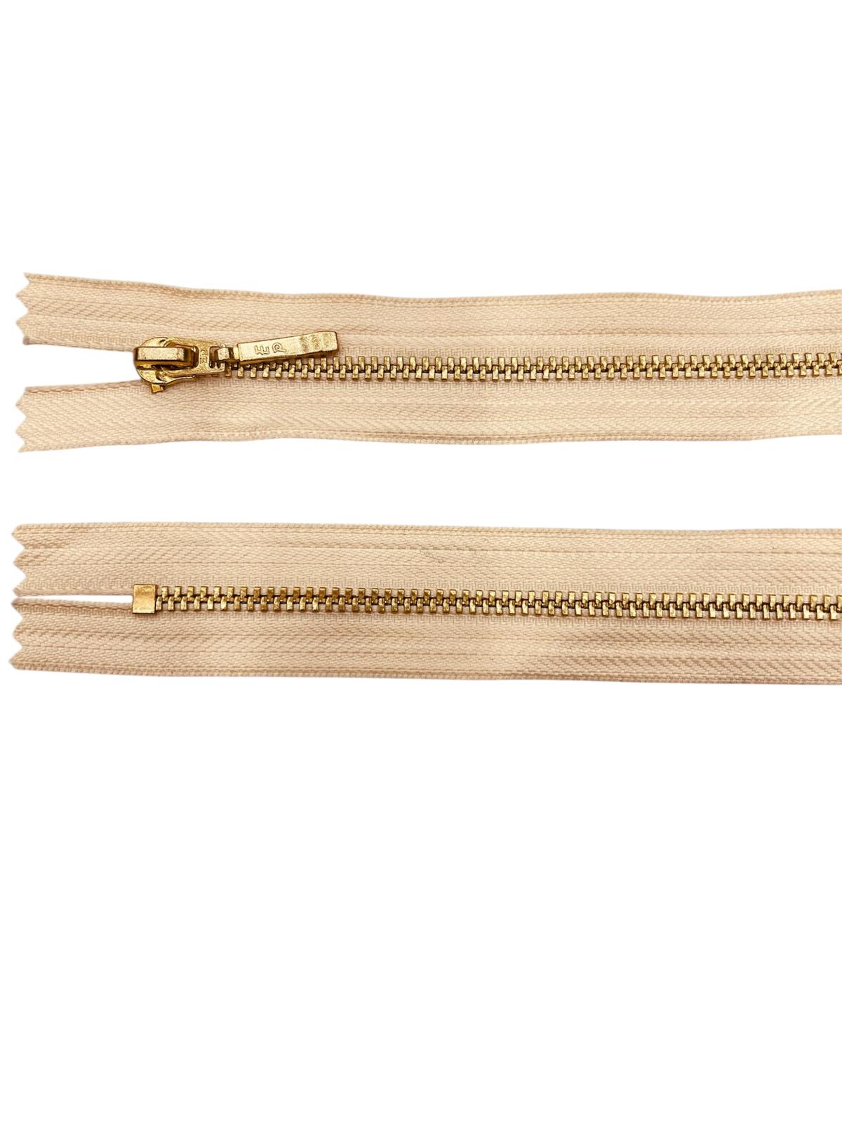 YKK Size 3 Closed End Gold Metal Zip | 41cm-54cm