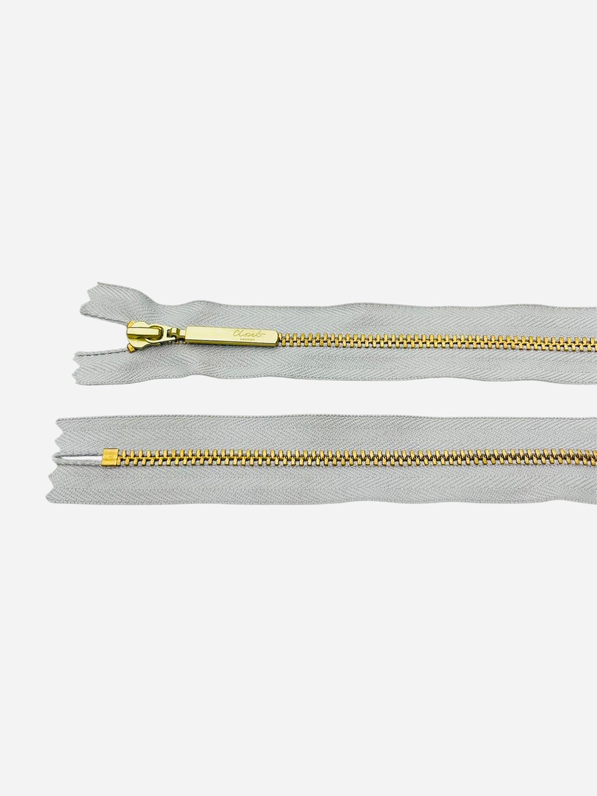YKK Size 3 Closed End Gold Metal Zip | 41cm-54cm