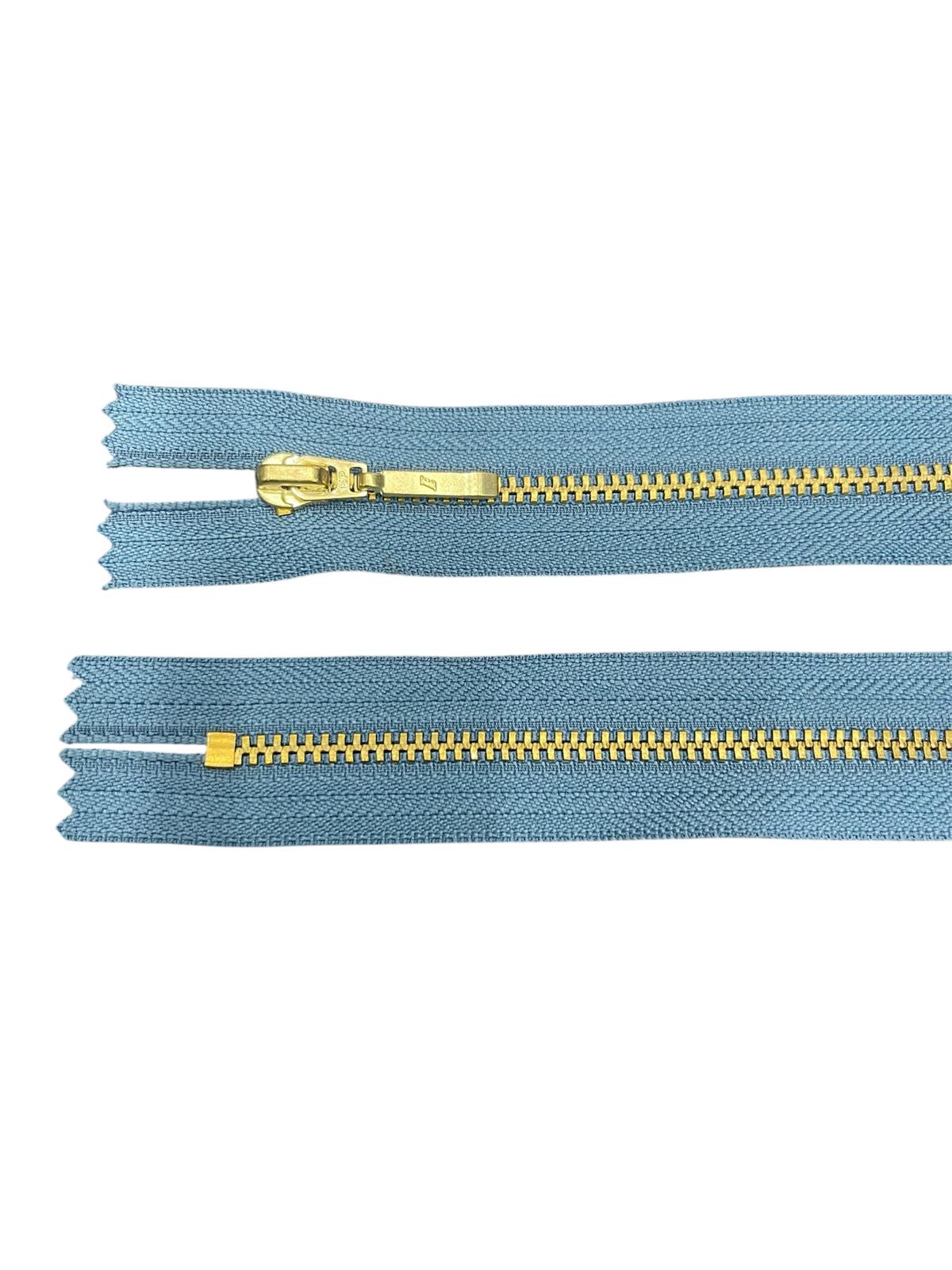 YKK Size 3 Closed End Gold Metal Zip | 41cm-54cm