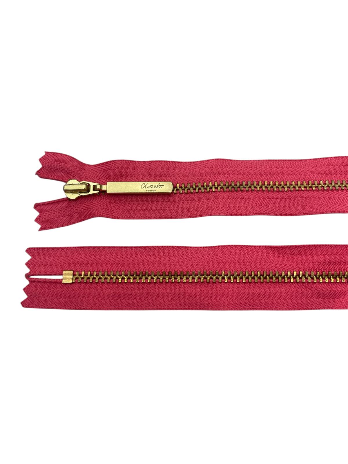 YKK Size 3 Closed End Gold Metal Zip | 41cm-54cm