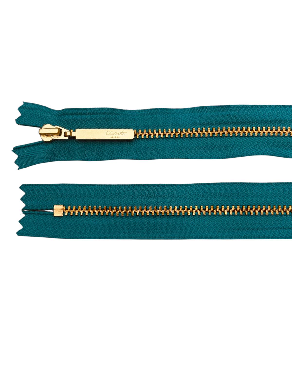 YKK Size 3 Closed End Gold Metal Zip | 41cm-54cm