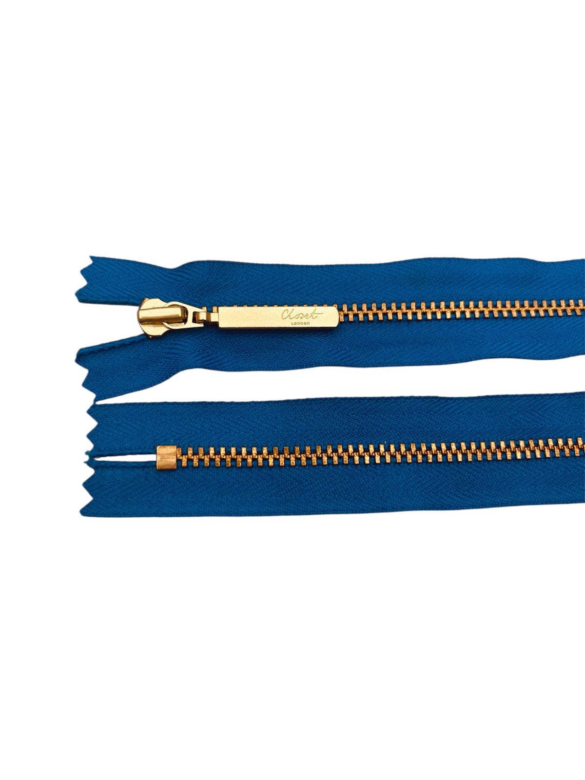 YKK Size 3 Closed End Gold Metal Zip | 41cm-54cm