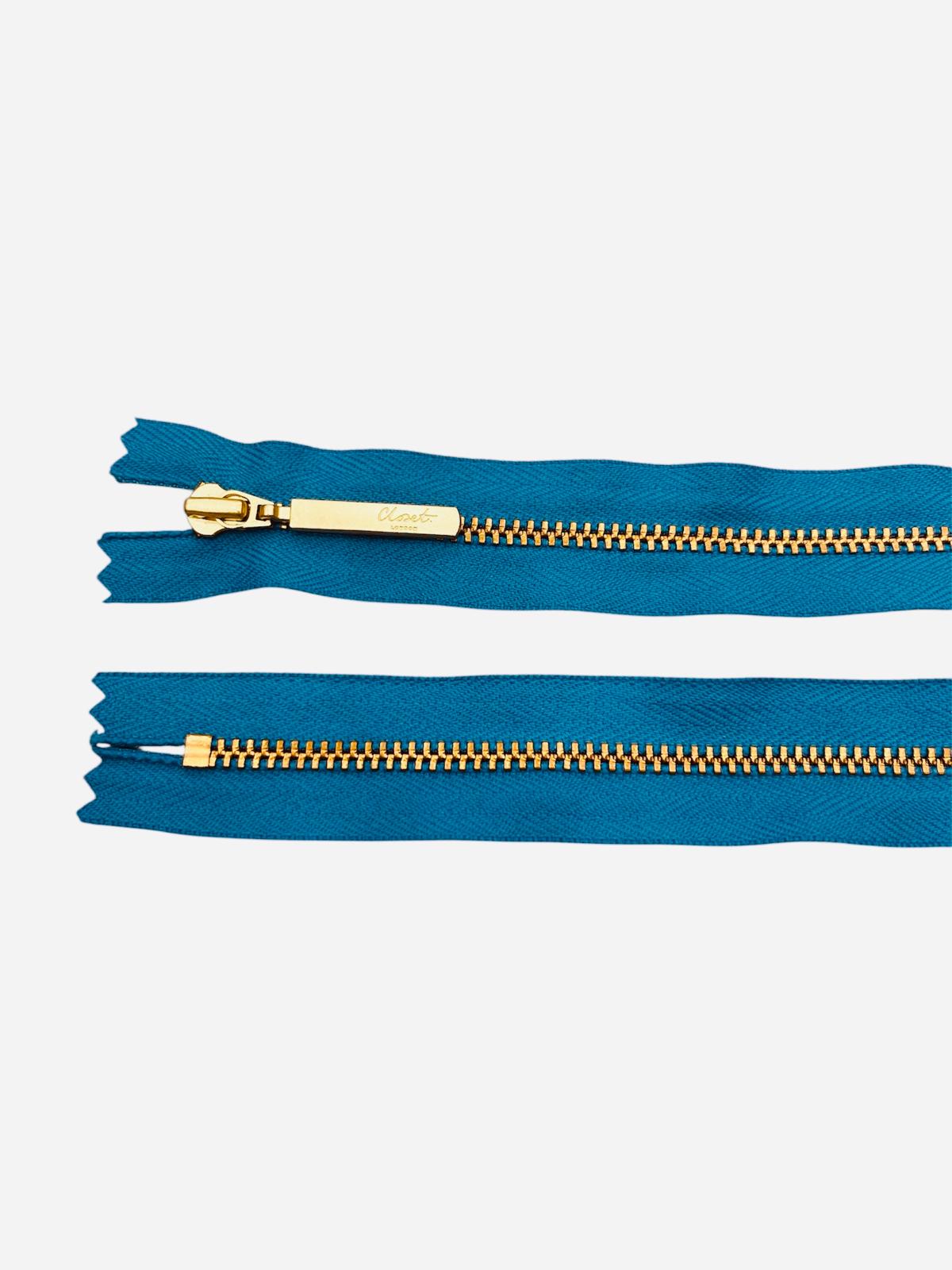 YKK Size 3 Closed End Gold Metal Zip | 41cm-54cm
