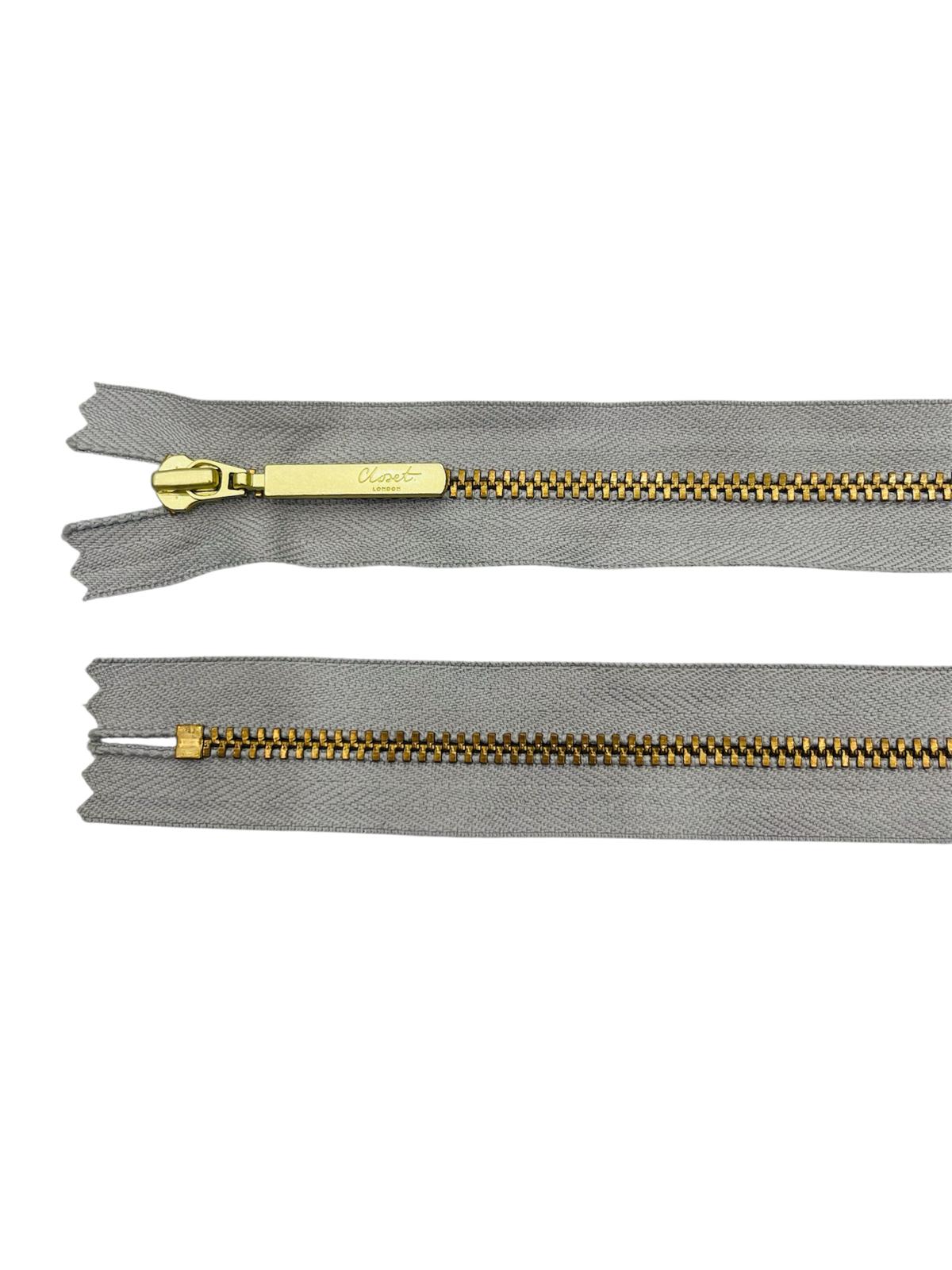 YKK Size 3 Closed End Gold Metal Zip | 41cm-54cm