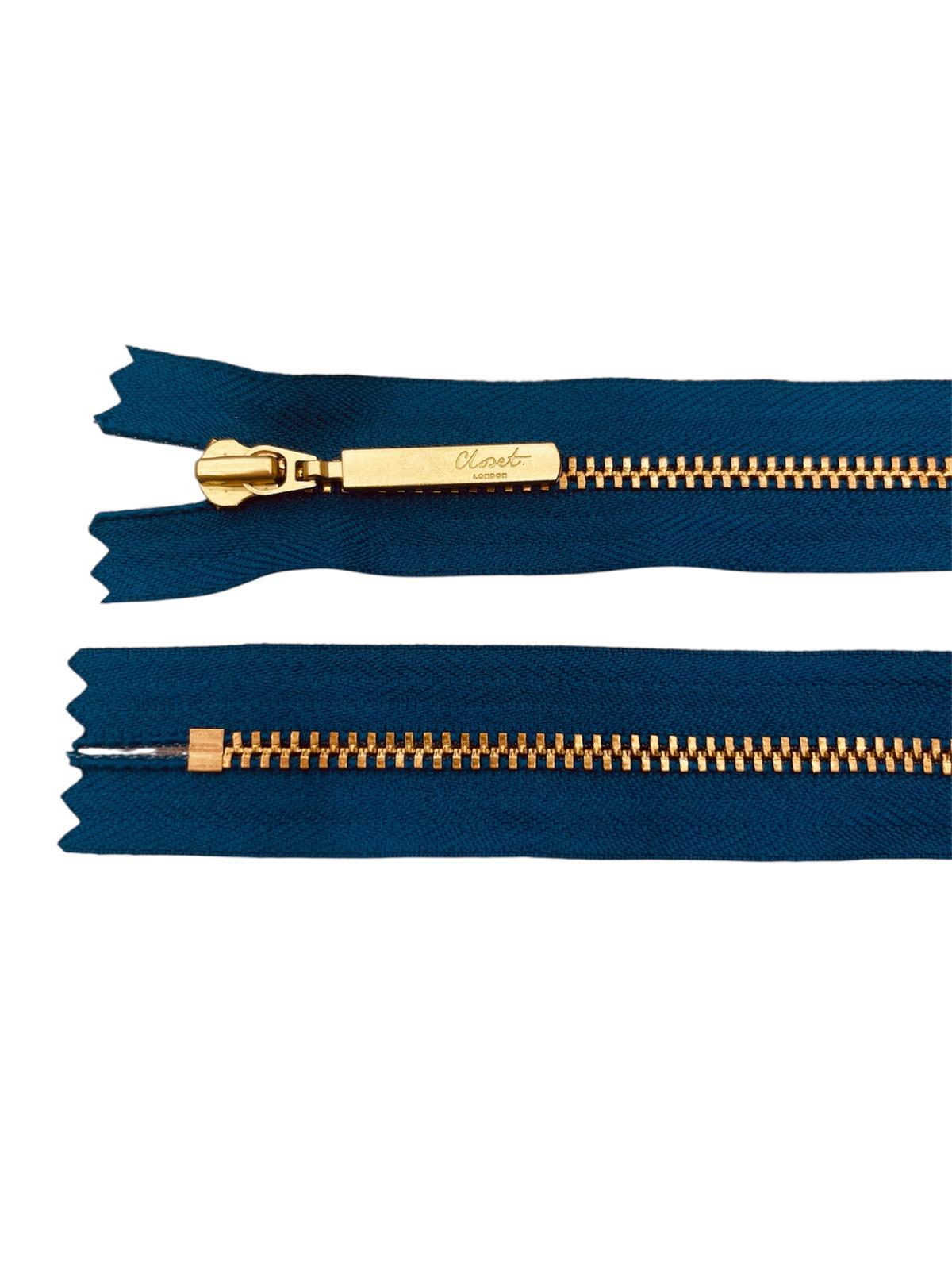 YKK Size 3 Closed End Gold Metal Zip | 41cm-54cm