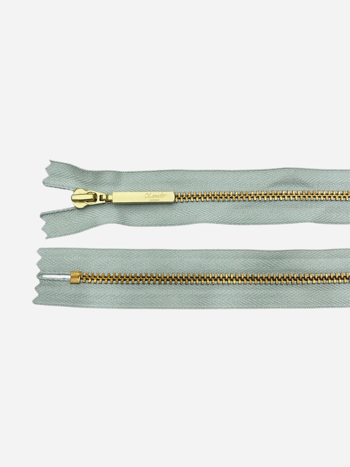 YKK Size 3 Closed End Gold Metal Zip | 41cm-54cm