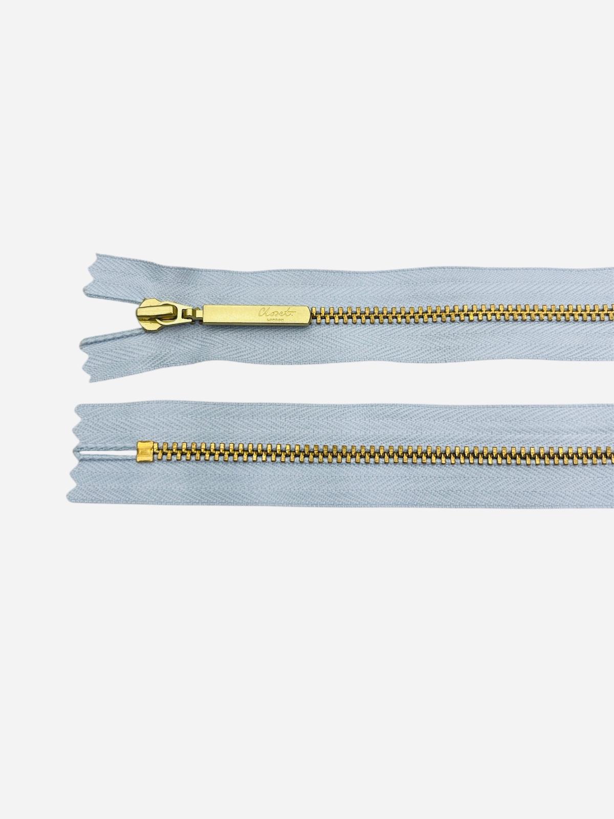 YKK Size 3 Closed End Gold Metal Zip | 41cm-54cm