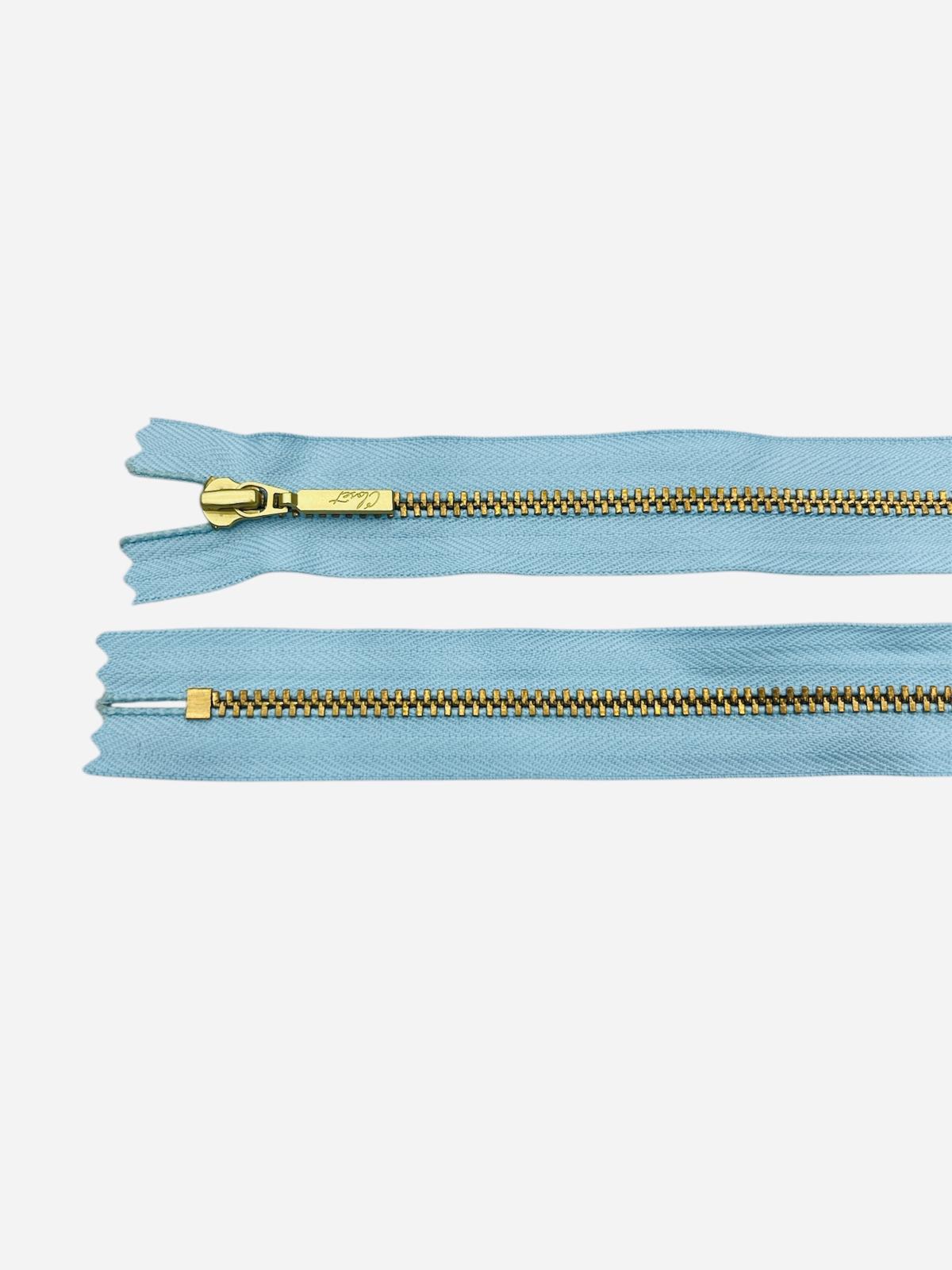 YKK Size 3 Closed End Gold Metal Zip | 41cm-54cm