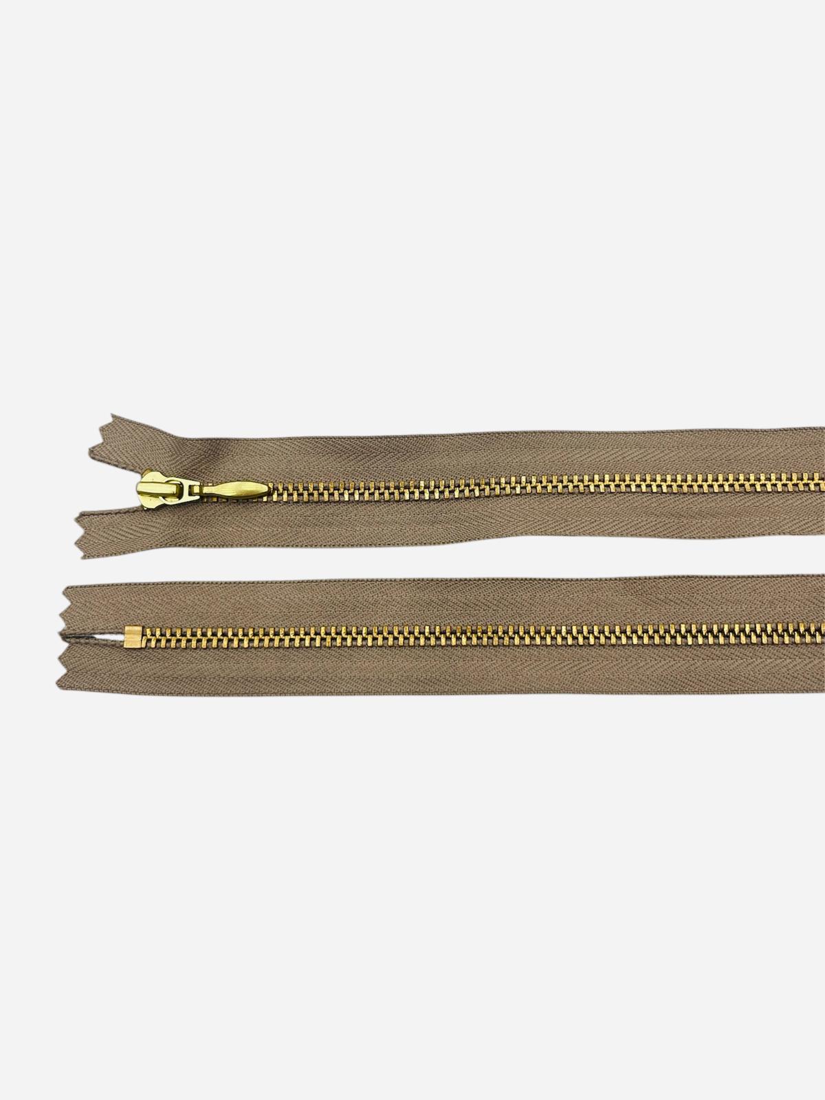 YKK Size 3 Closed End Gold Metal Zip | 41cm-54cm