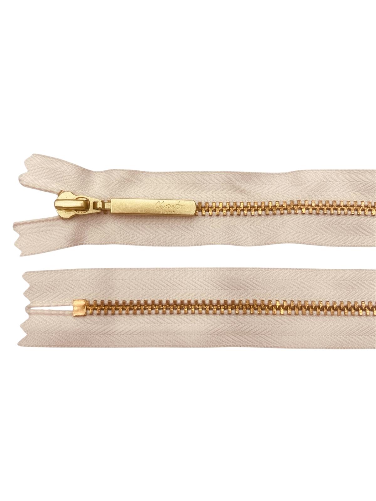 YKK Size 3 Closed End Gold Metal Zip | 41cm-54cm