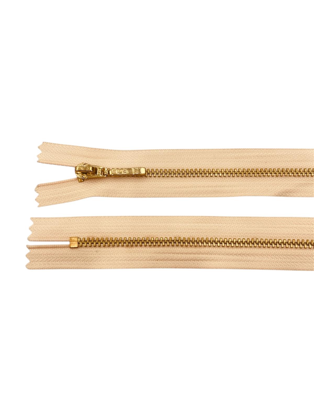 YKK Size 3 Closed End Gold Metal Zip | 55cm