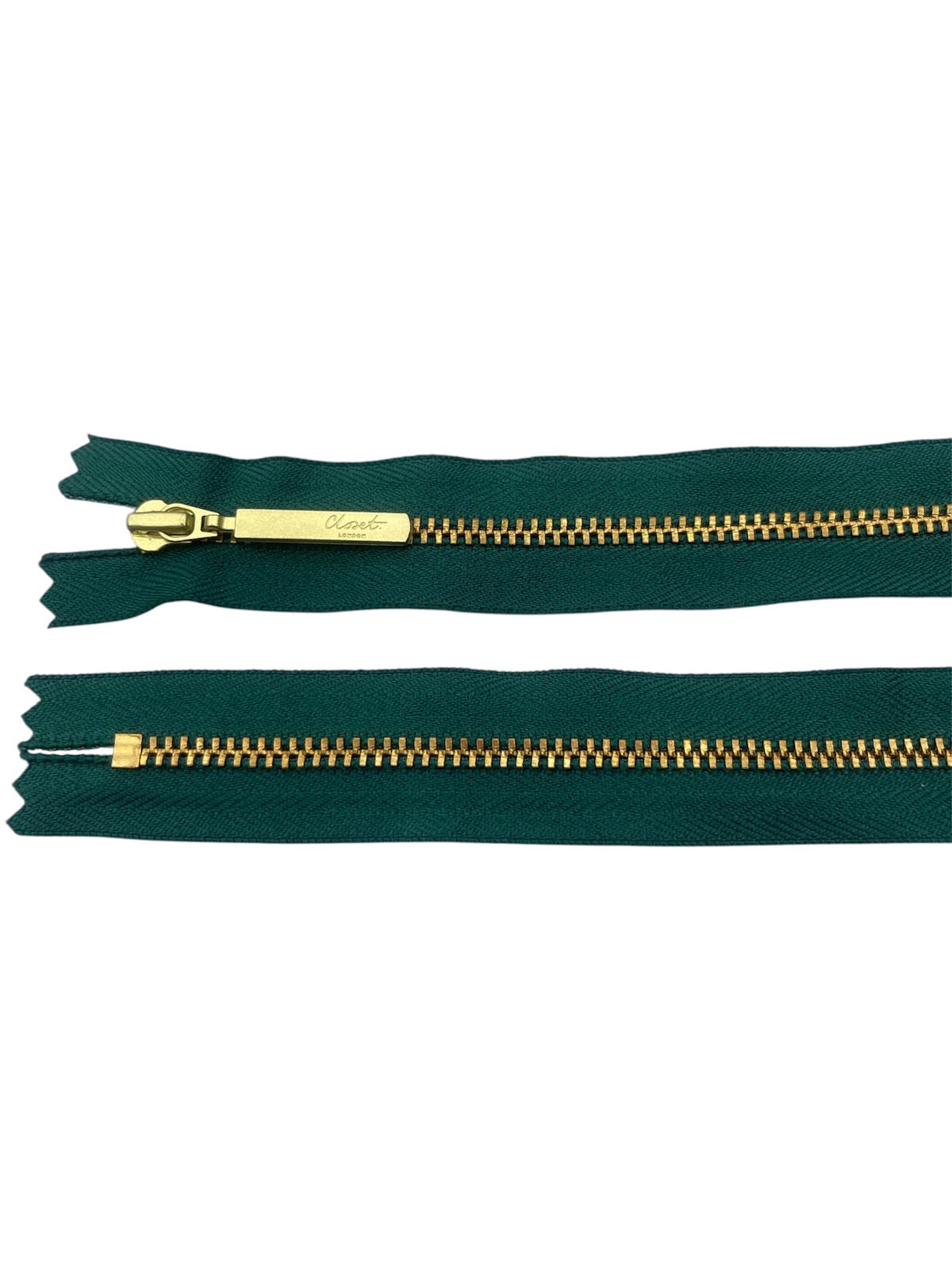 YKK Size 3 Closed End Gold Metal Zip | 55cm