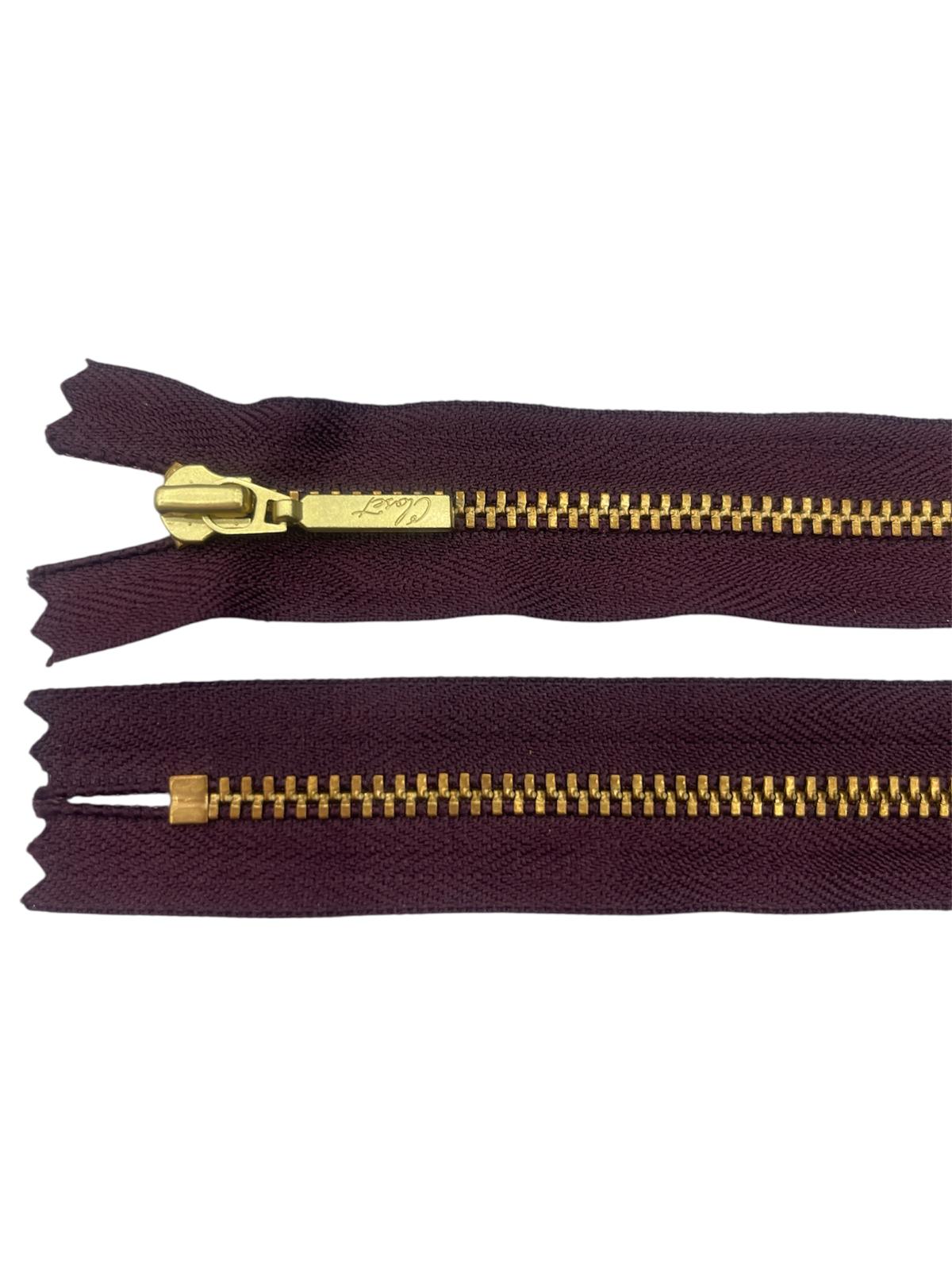 YKK Size 3 Closed End Gold Metal Zip | 55cm