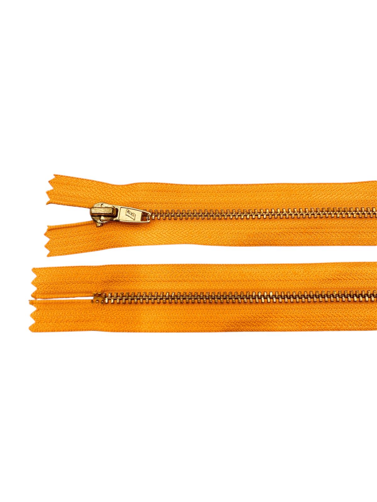 YKK Size 3 Closed End Gold Metal Zip | 56-65cm