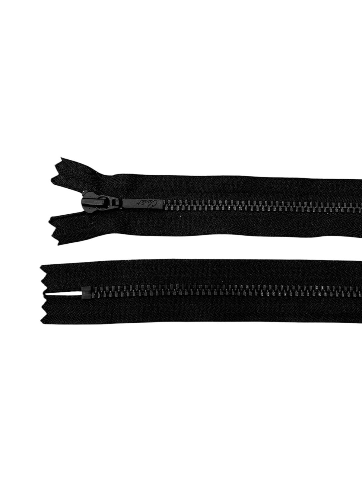 Black YKK size 3 closed-end metal zipper with a black slider.