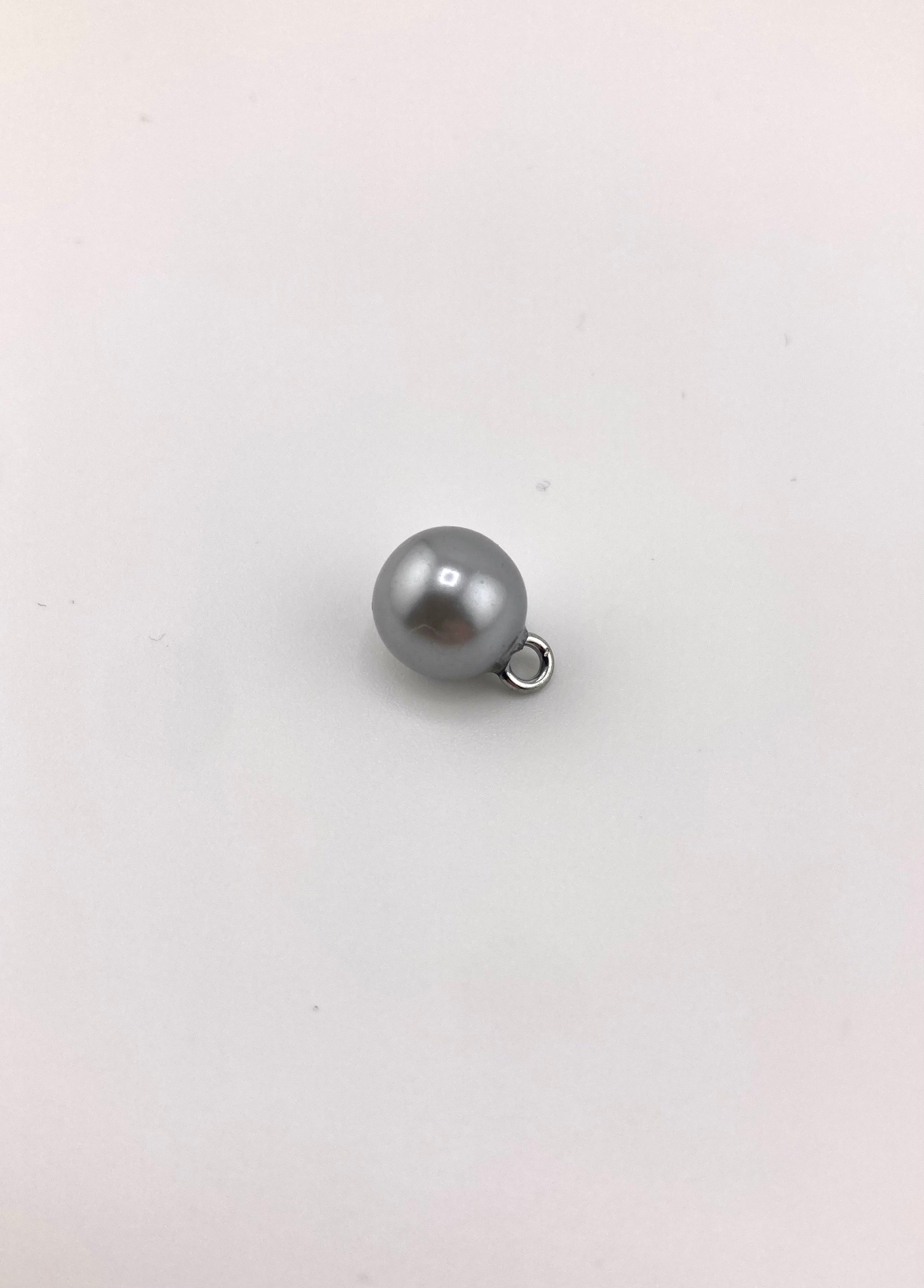 Серебряная пуговица-шар, 10 мм, 16 мм, 9 мм, 1 отверстие сзади