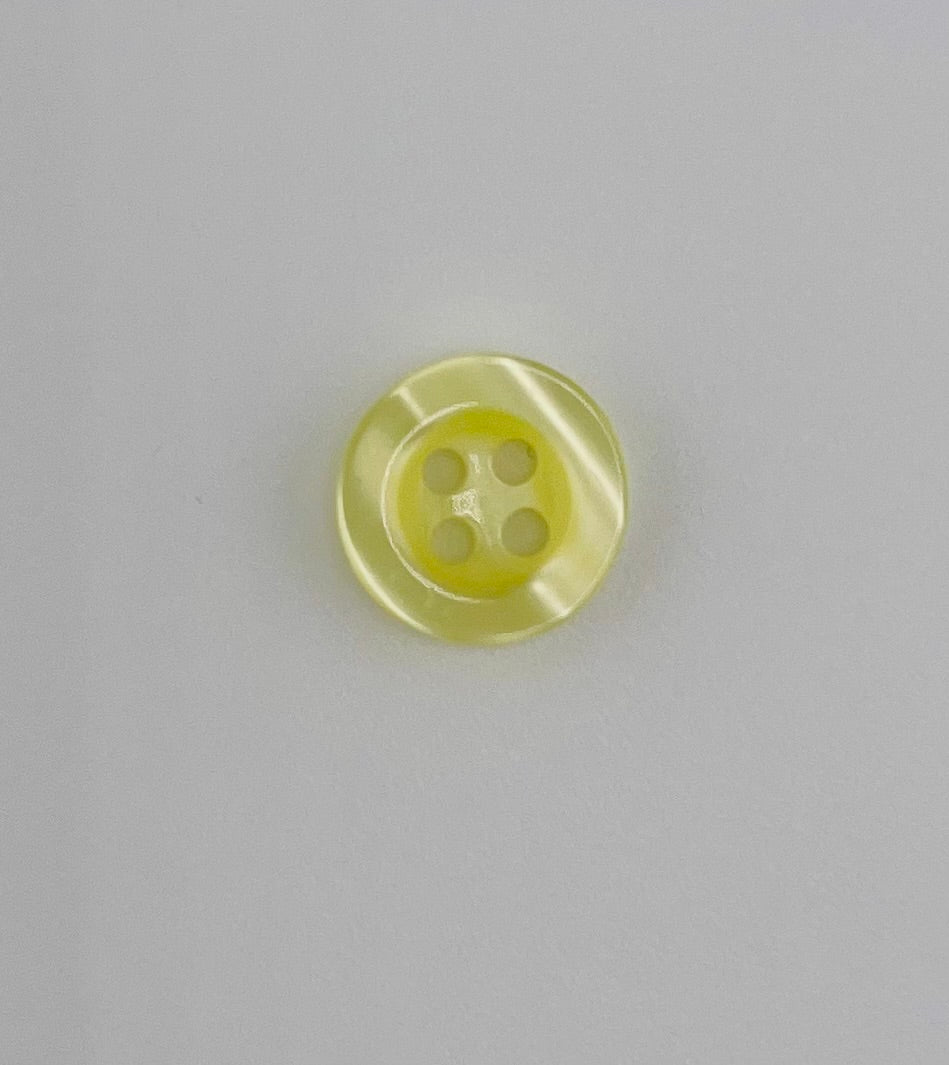 Galedi Pins yellow polyester 4-hole sewing buttons, 12mm.