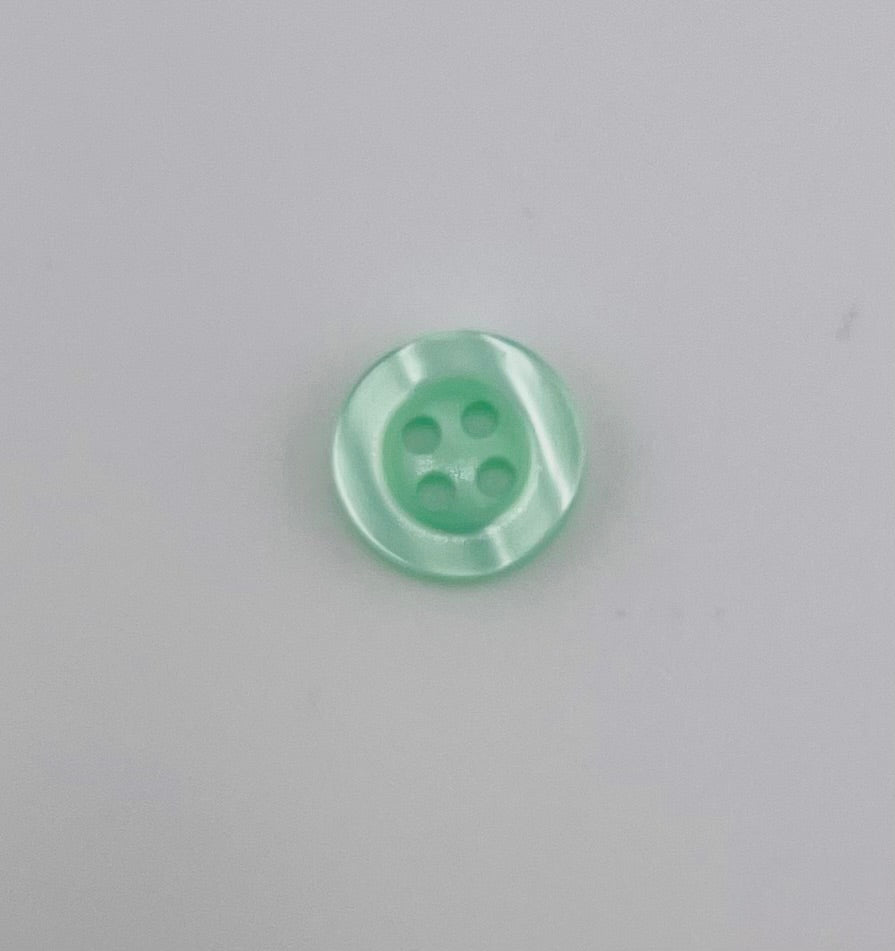 Galedi Pins 12mm light green polyester 4-hole sewing buttons.