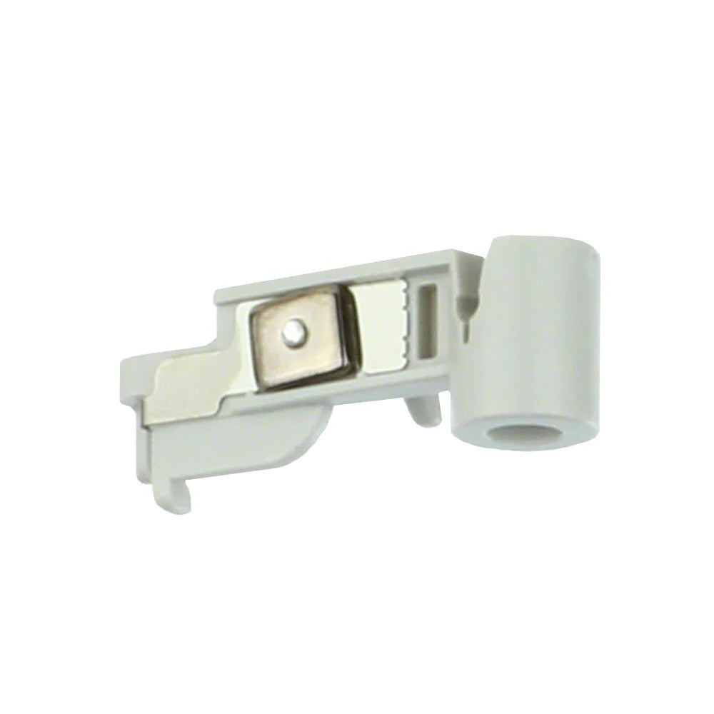 Genuine Janome push-on needle threader pin made of white plastic and metal.