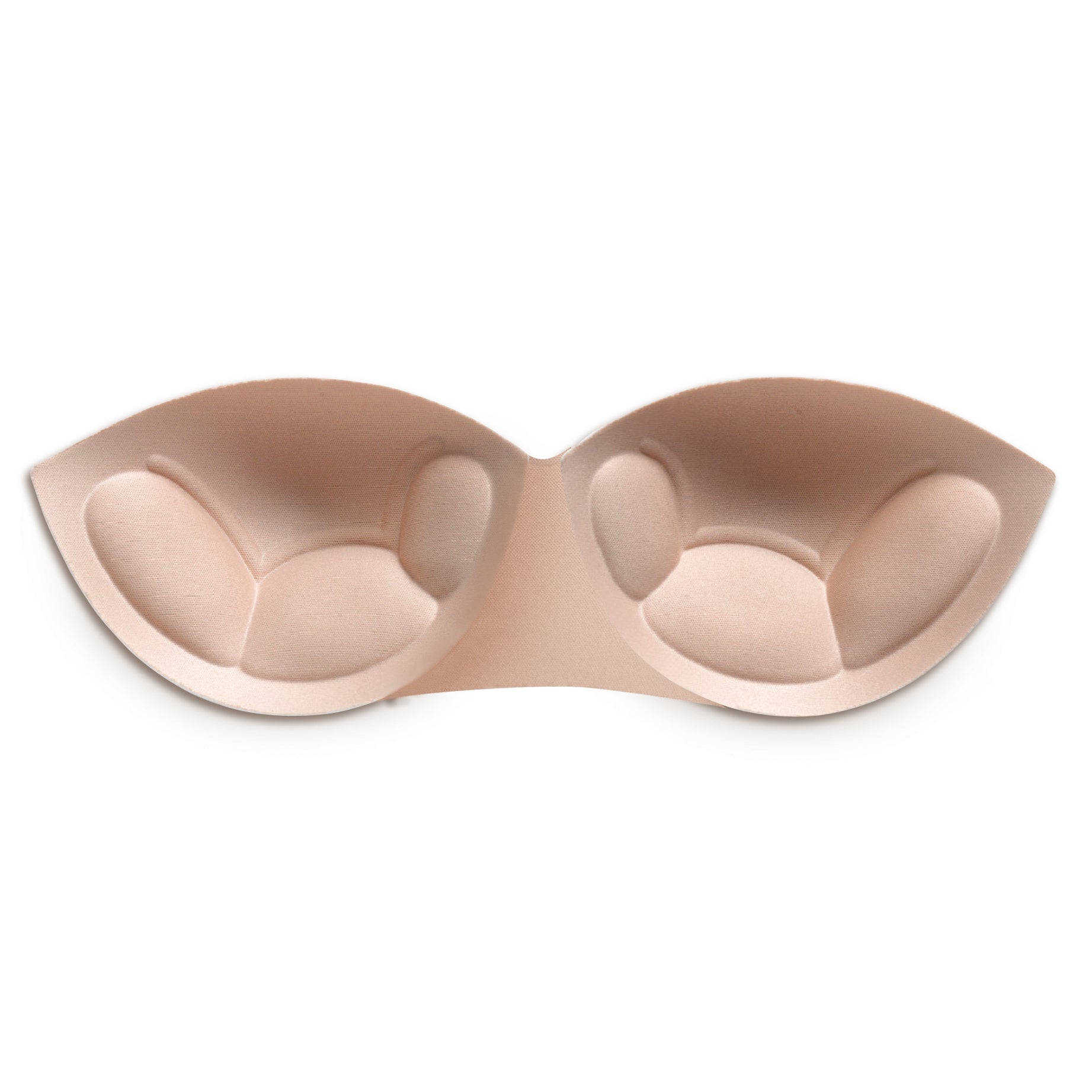Seamless nude push-up bra inserts with contoured padding.
