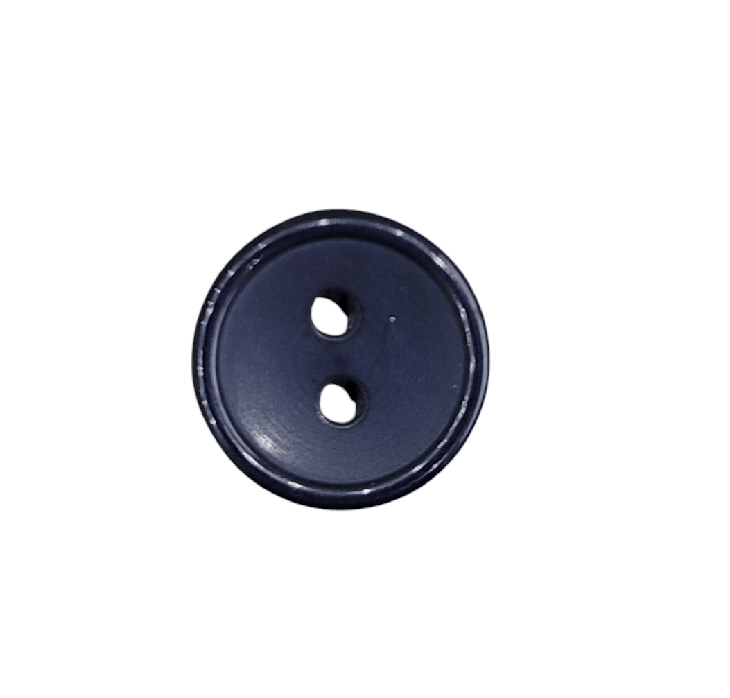 Galedi Pins 12mm polyester 2-hole button with a ring edge and MOP look.